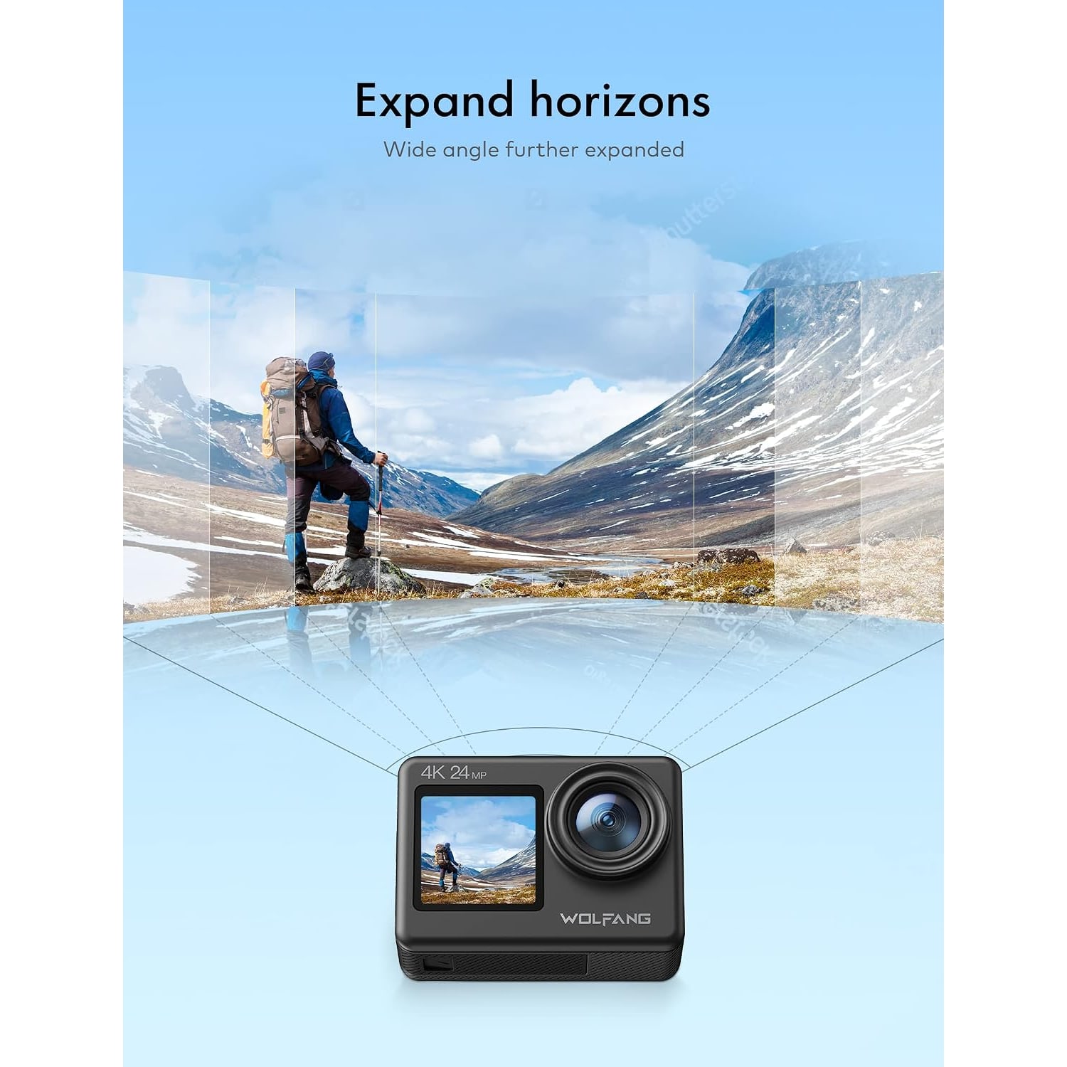 4K Dual Screen Action Camera with 40 m Waterproof Case, detail view