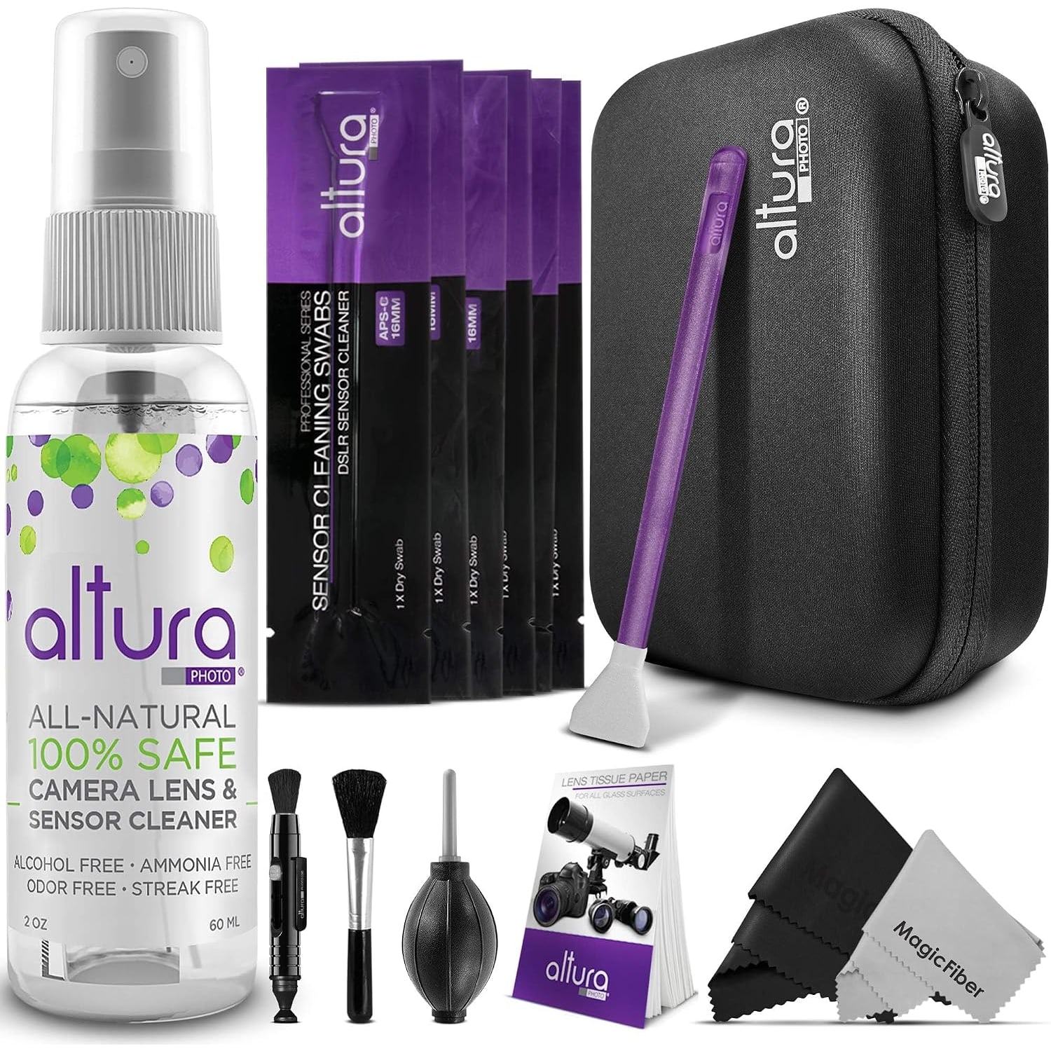 Full Frame Camera Cleaning Kit with 24mm Sensor Swabs and Hard Case