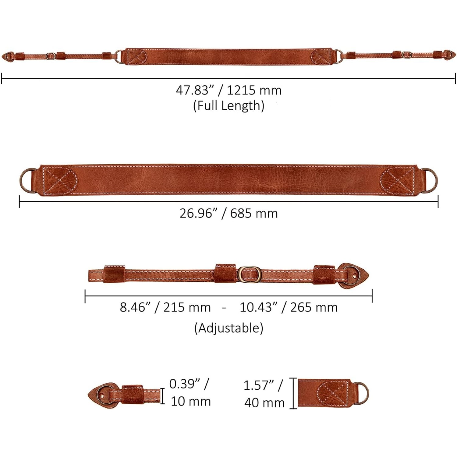 Brown Leather Camera Neck and Shoulder Strap