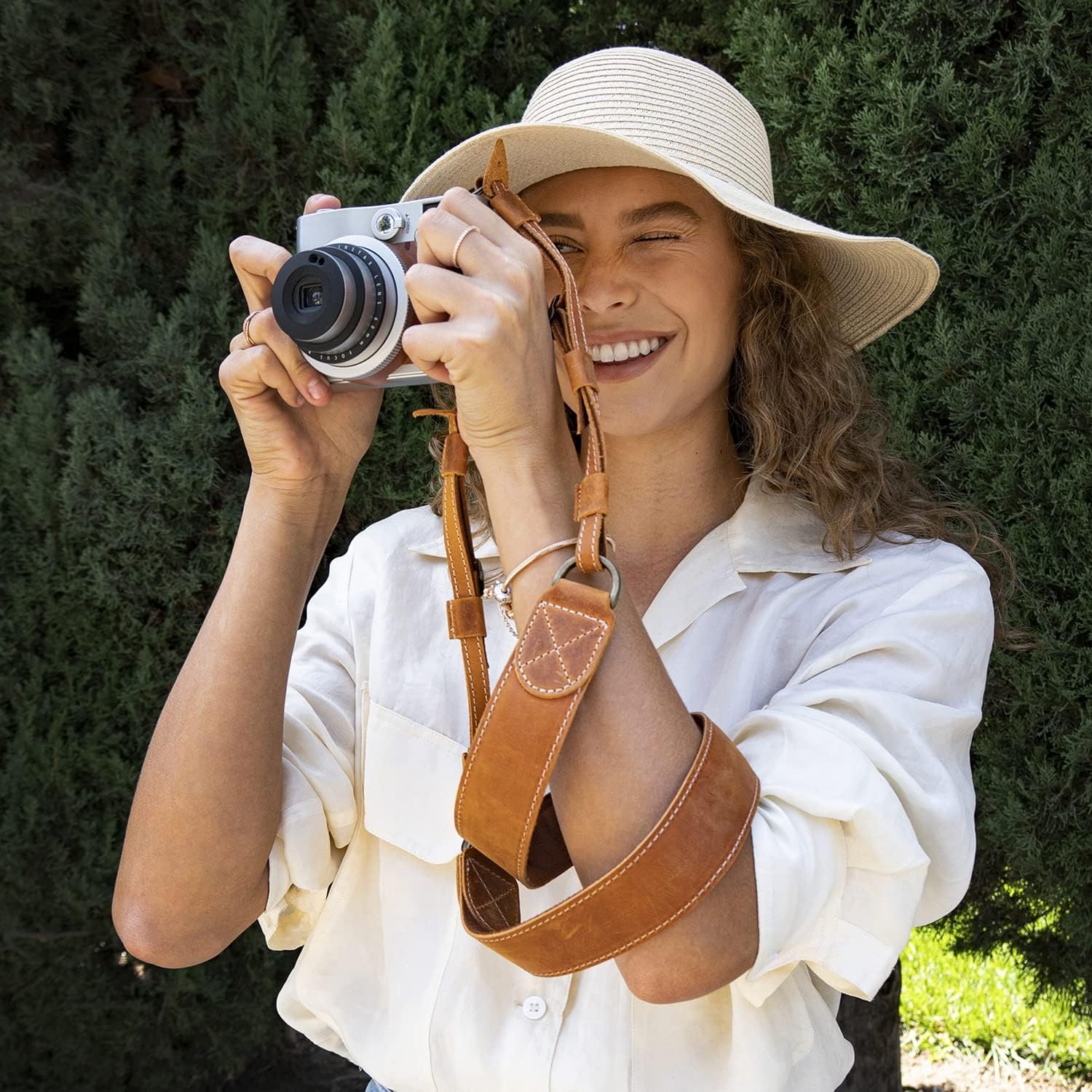 Brown Leather Camera Neck and Shoulder Strap