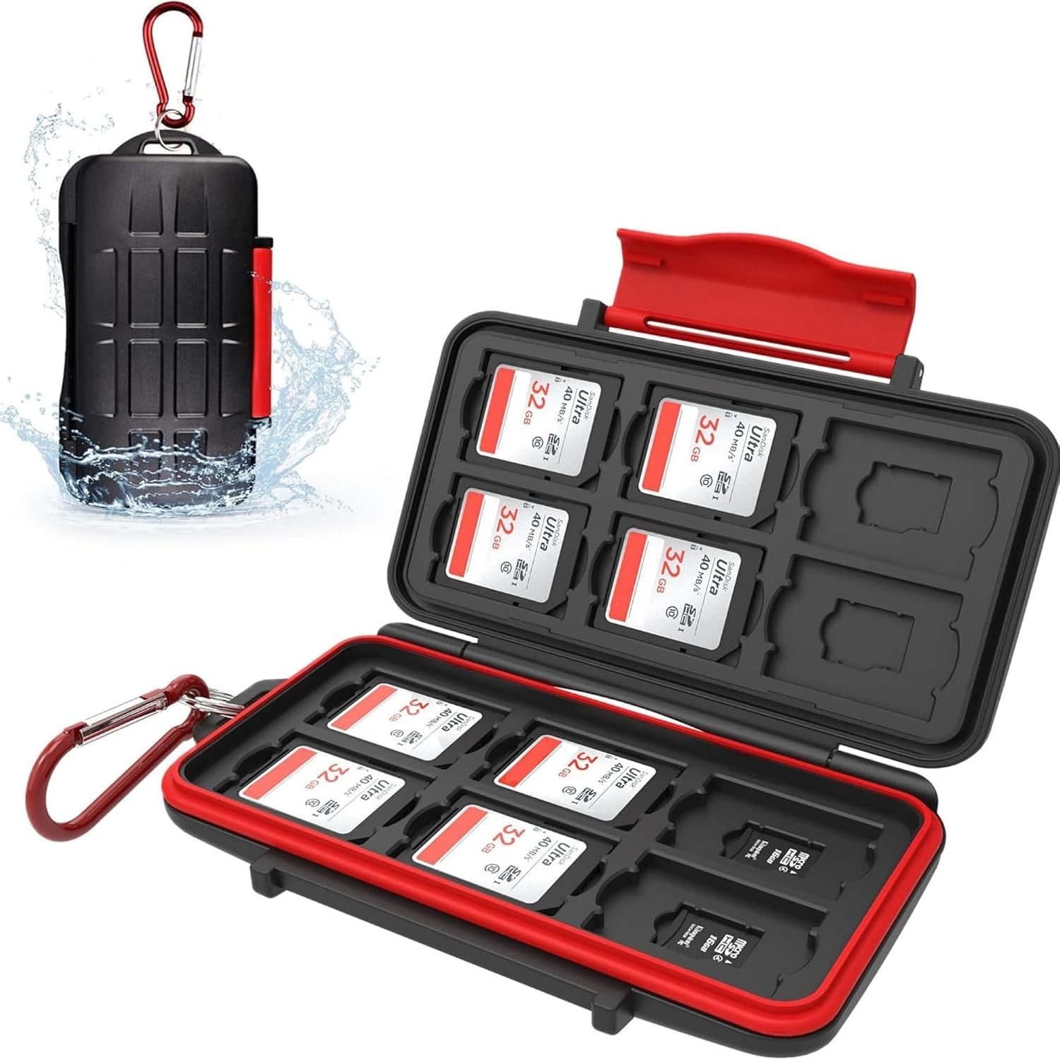 24 Slot Memory Card Case for 12 SD and 12 MicroSD Cards