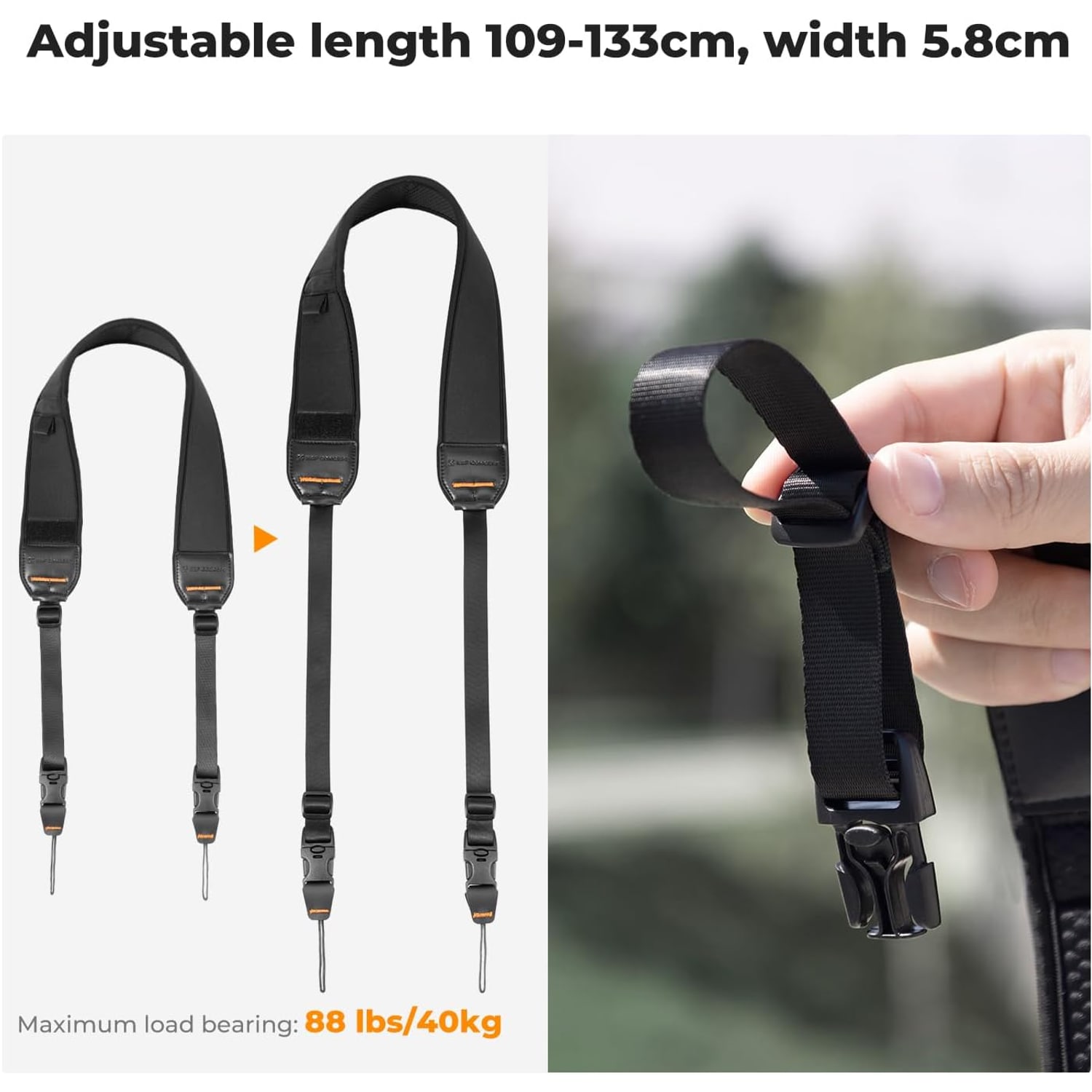 Wide Neoprene Camera Strap with Zip Pocket: image 2