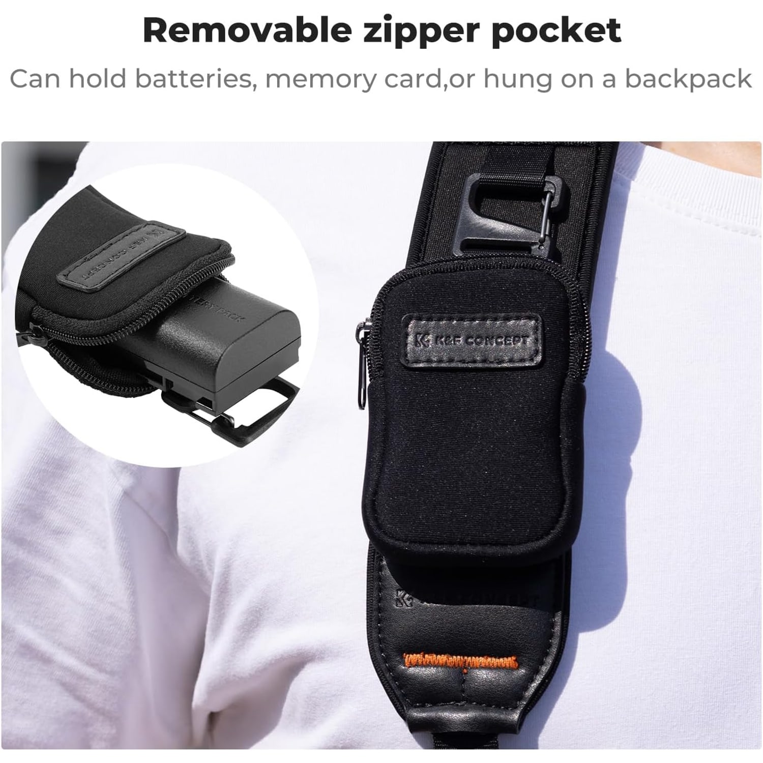 Wide Neoprene Camera Strap with Zip Pocket: image 6