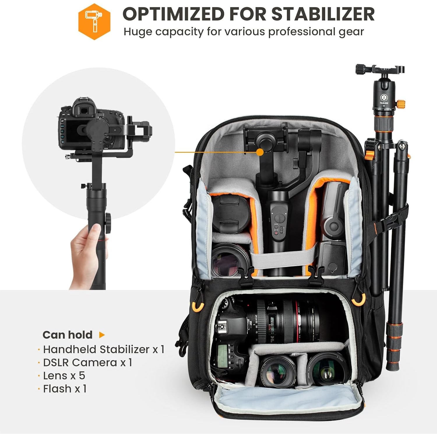 15L Camera Backpack with Quick Side Access and Rain Cover