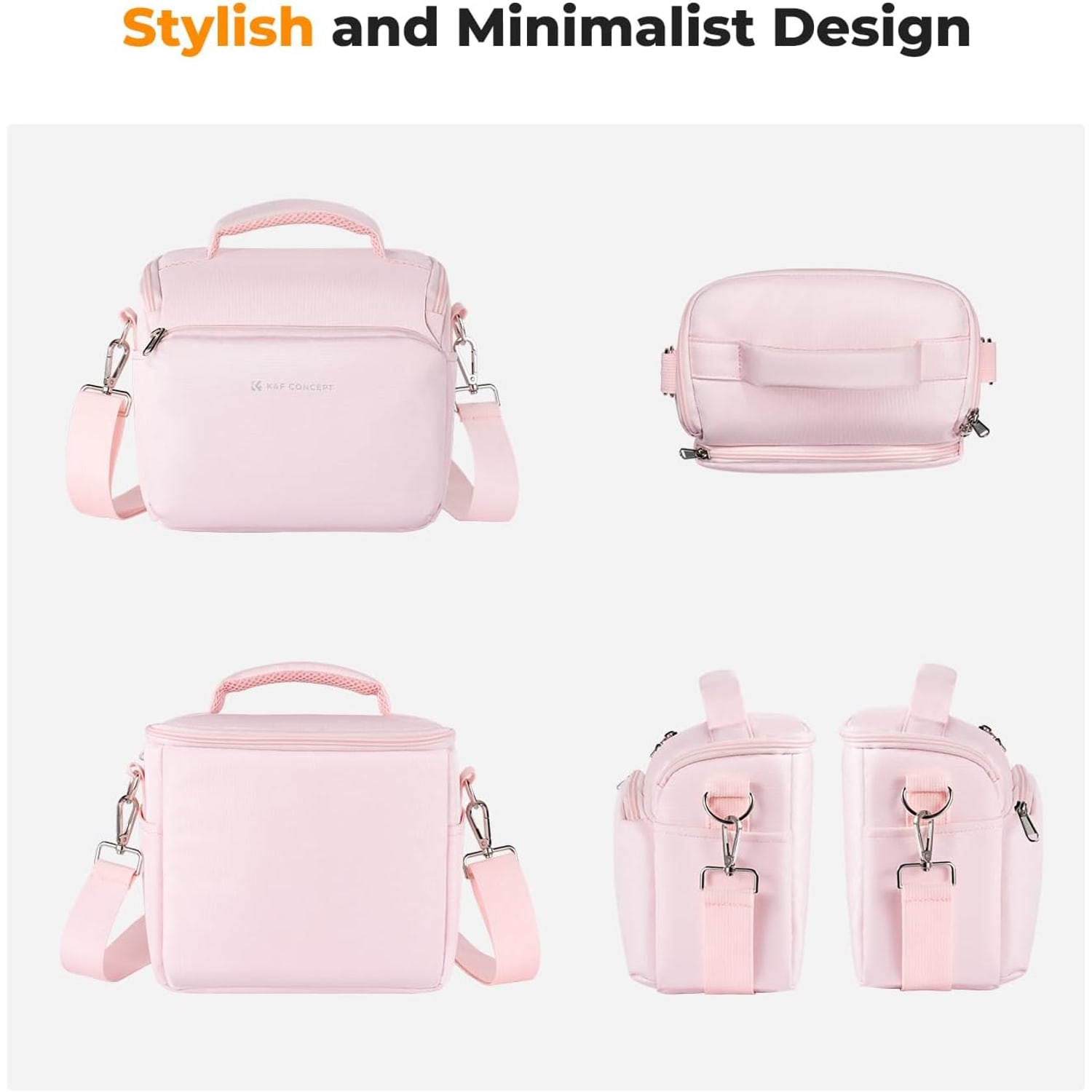 Small Canvas Camera Shoulder Bag with Removable Divider, 5 Litre, Pink: image 7