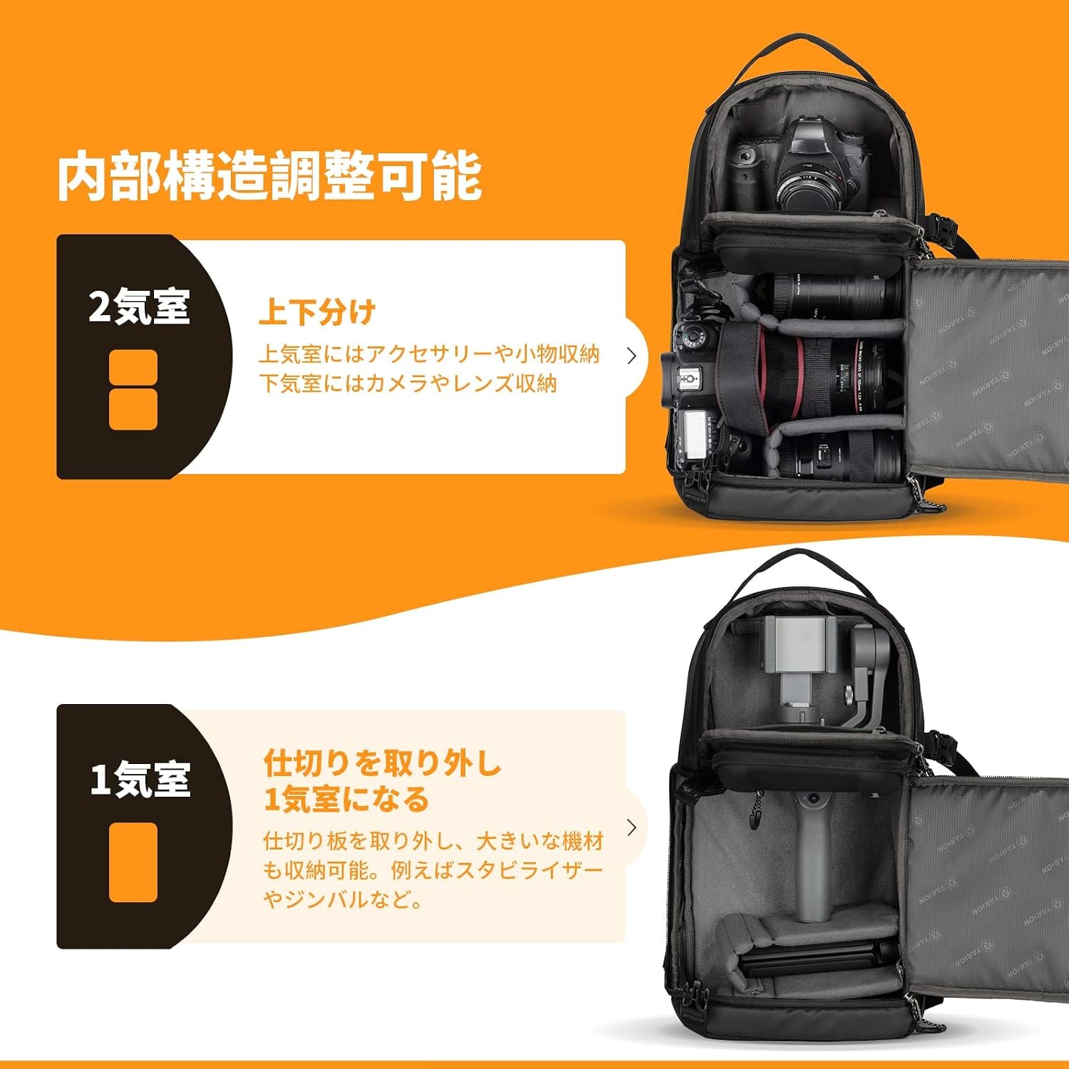 Camera Sling Bag with Hard Shell Top and Rain Cover
