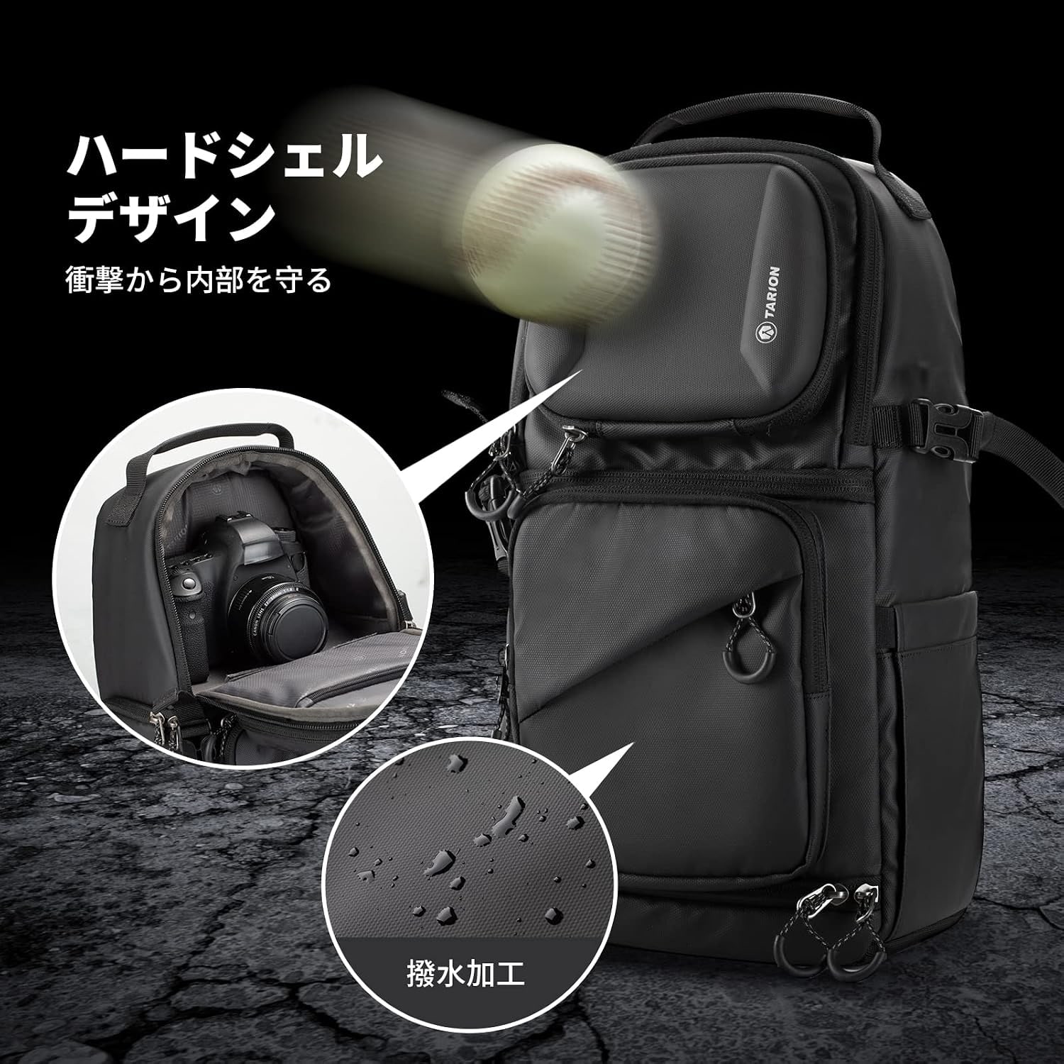 Camera Sling Bag with Hard Shell Top and Rain Cover