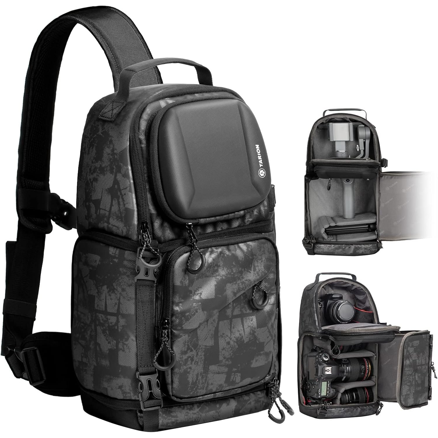 Camera Sling Bag with Hard Shell Top and Rain Cover: image 8