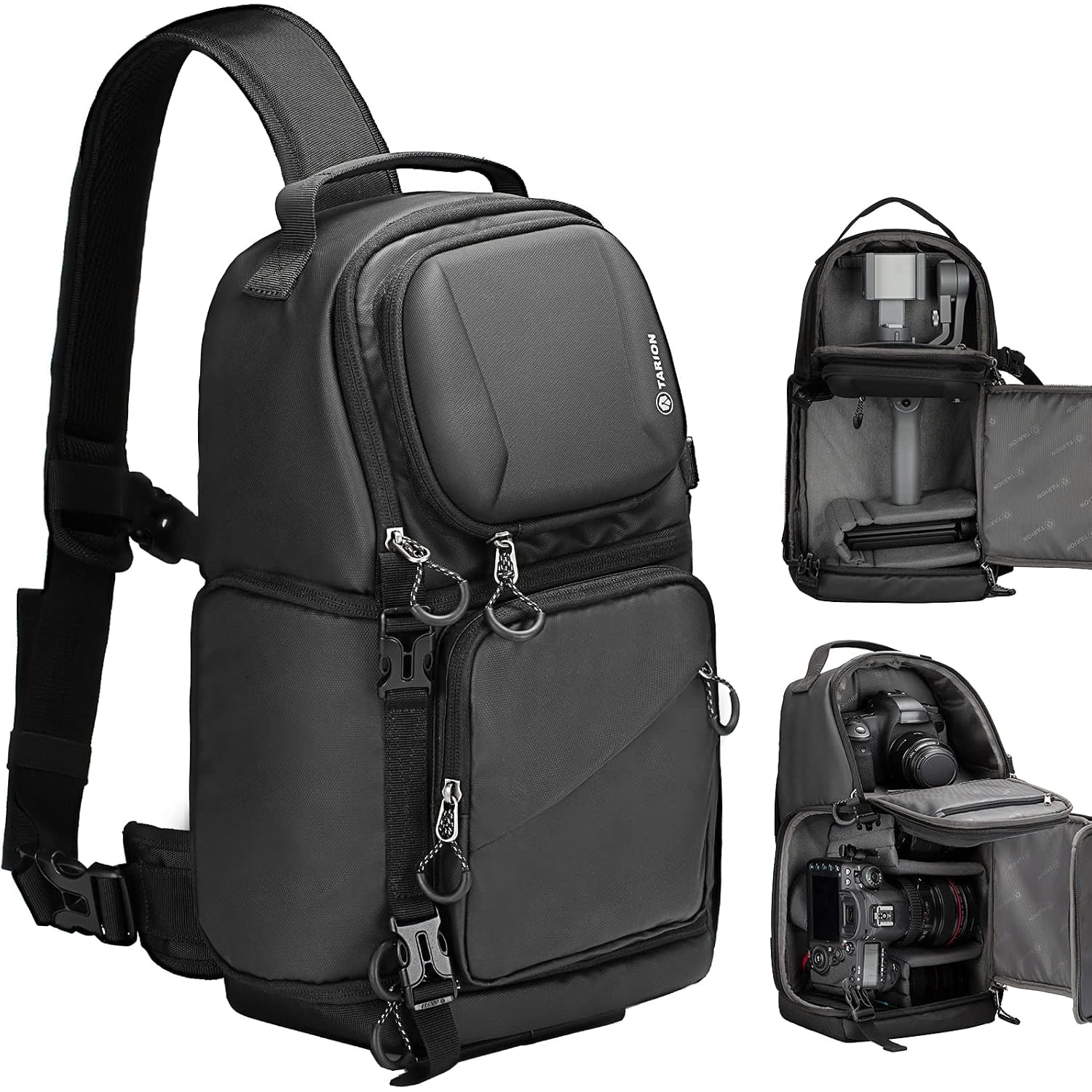 Camera Sling Bag with Hard Shell Top and Rain Cover