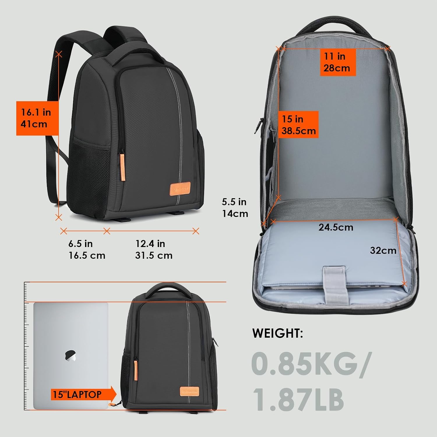 Compact Camera Backpack with 15-Inch Laptop Sleeve: image 9