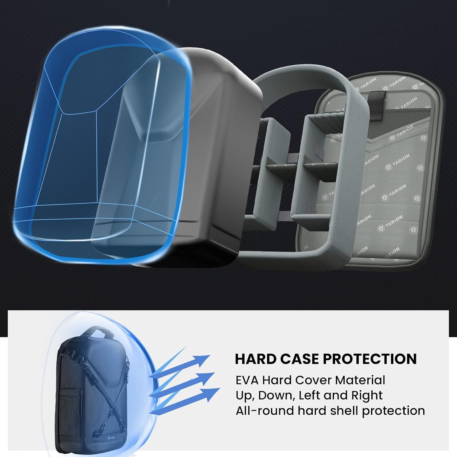 Hard Shell Camera Backpack with 14.5 Inch Laptop Sleeve and Rain Cover