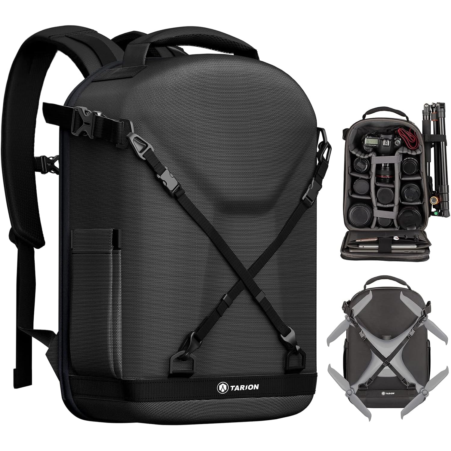 Hard Shell Camera Backpack with 14.5 Inch Laptop Sleeve and Rain Cover