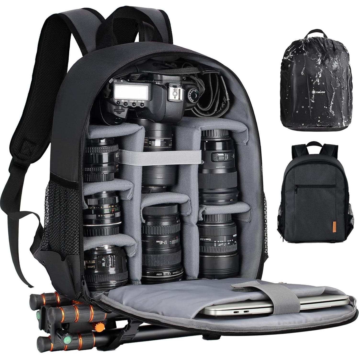 Small Camera Backpack with Rain Cover and 13 Inch Laptop Sleeve