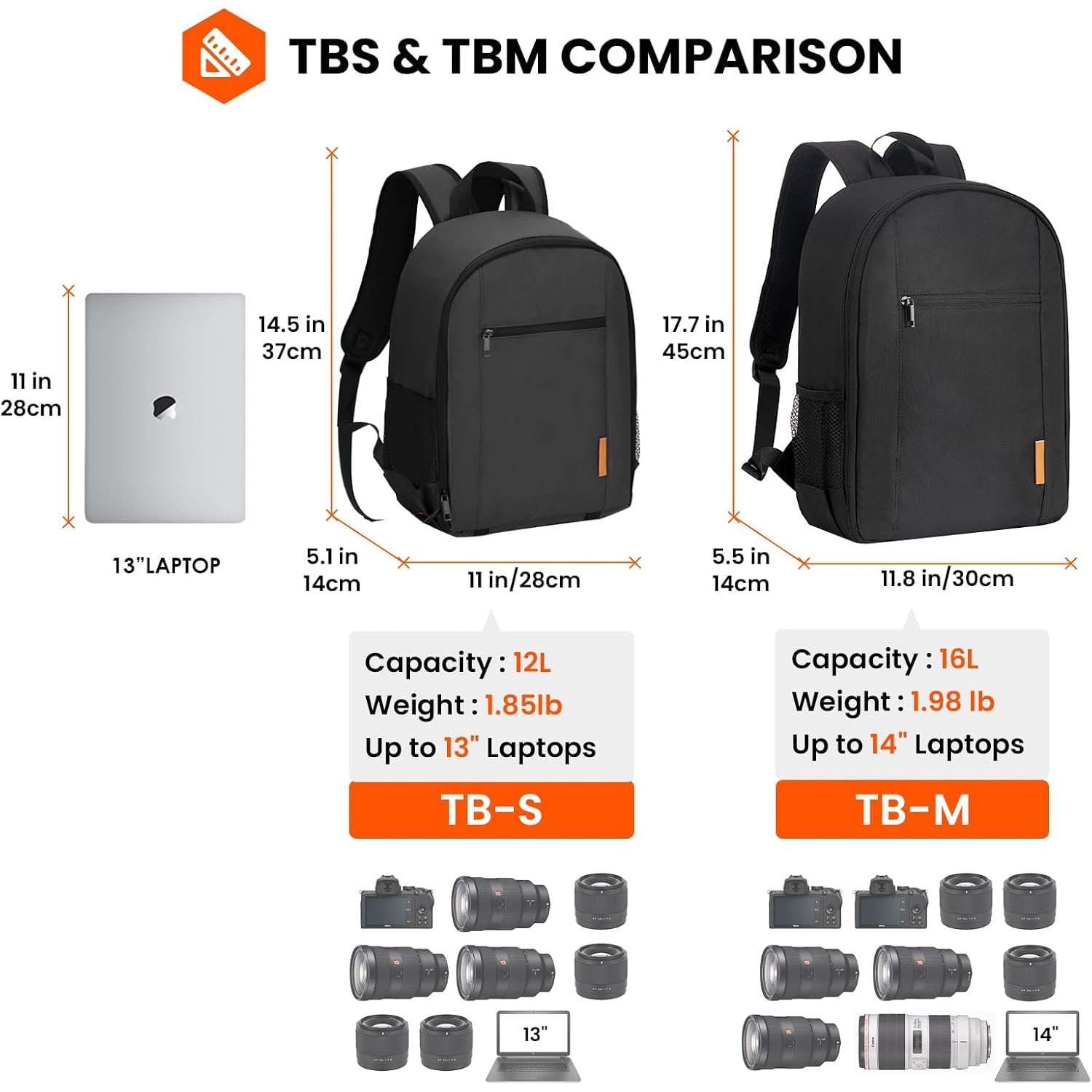 Small Camera Backpack with Rain Cover and 13 Inch Laptop Sleeve: image 8