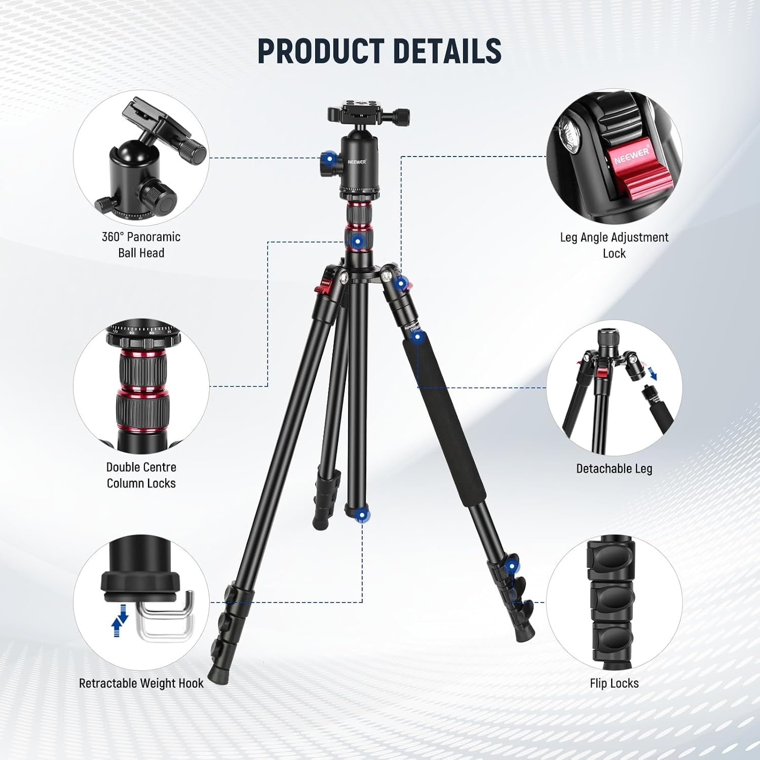 195cm Aluminium Tripod and Monopod with 36 mm Ball Head: image 7