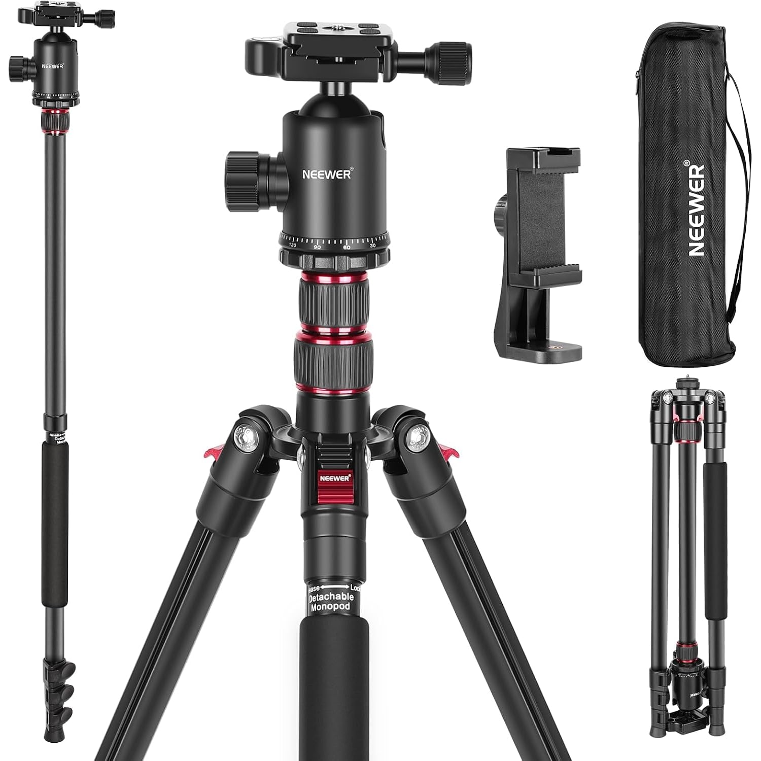 195cm Aluminium Tripod and Monopod with 36 mm Ball Head