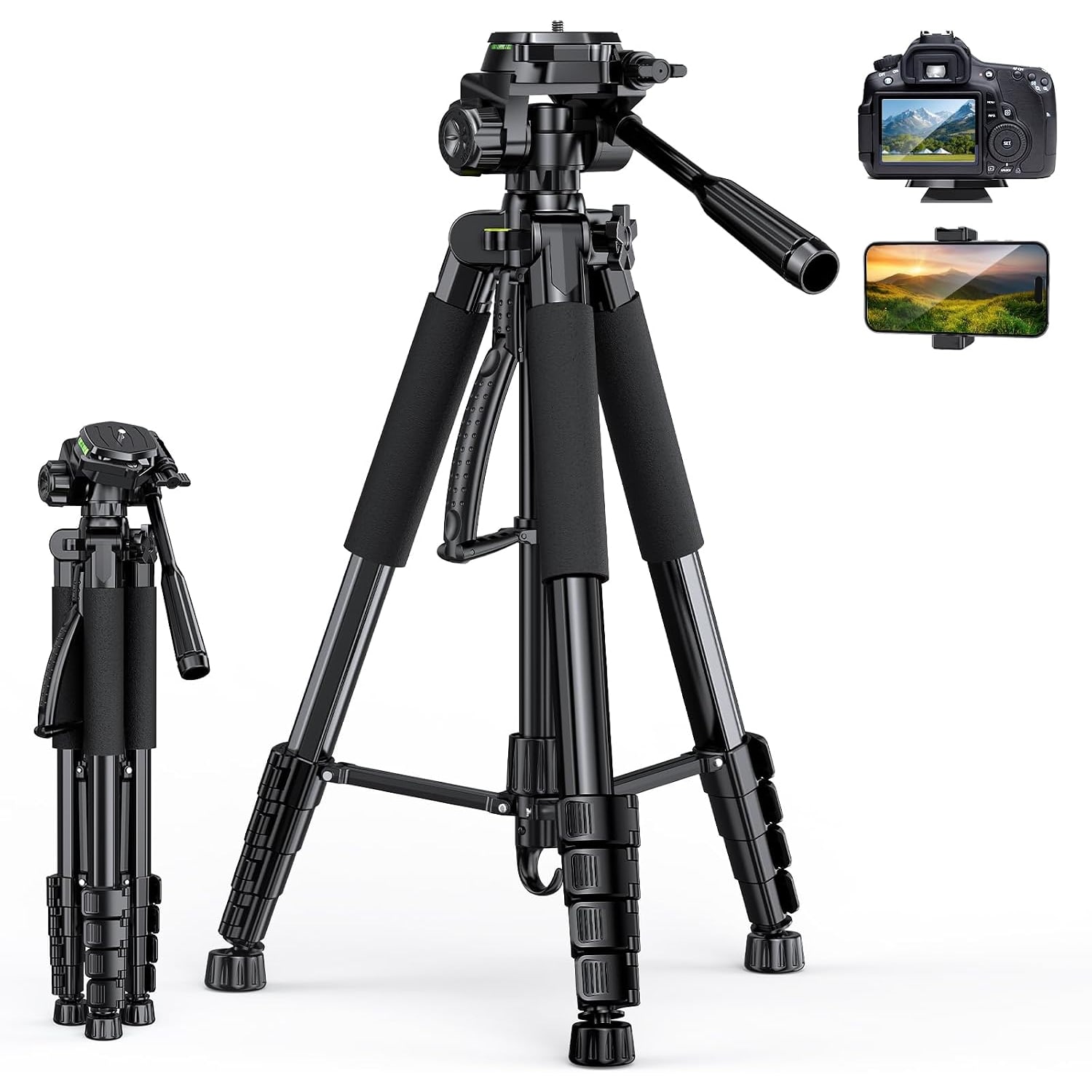 188cm Camera Tripod with Phone Holder, Remote and Carry Bag: image 8