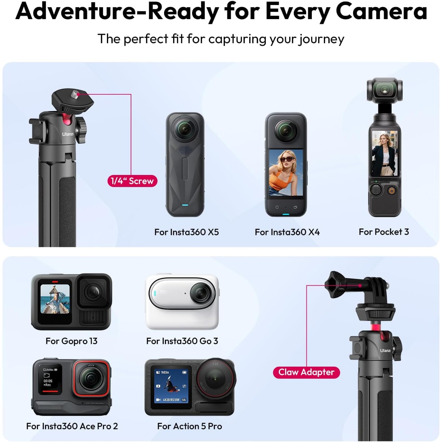 Mini Extendable Tripod with Ball Head and Cold Shoe