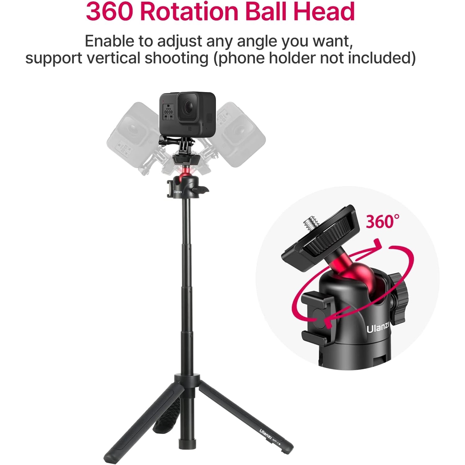 Mini Extendable Tripod with Ball Head and Cold Shoe
