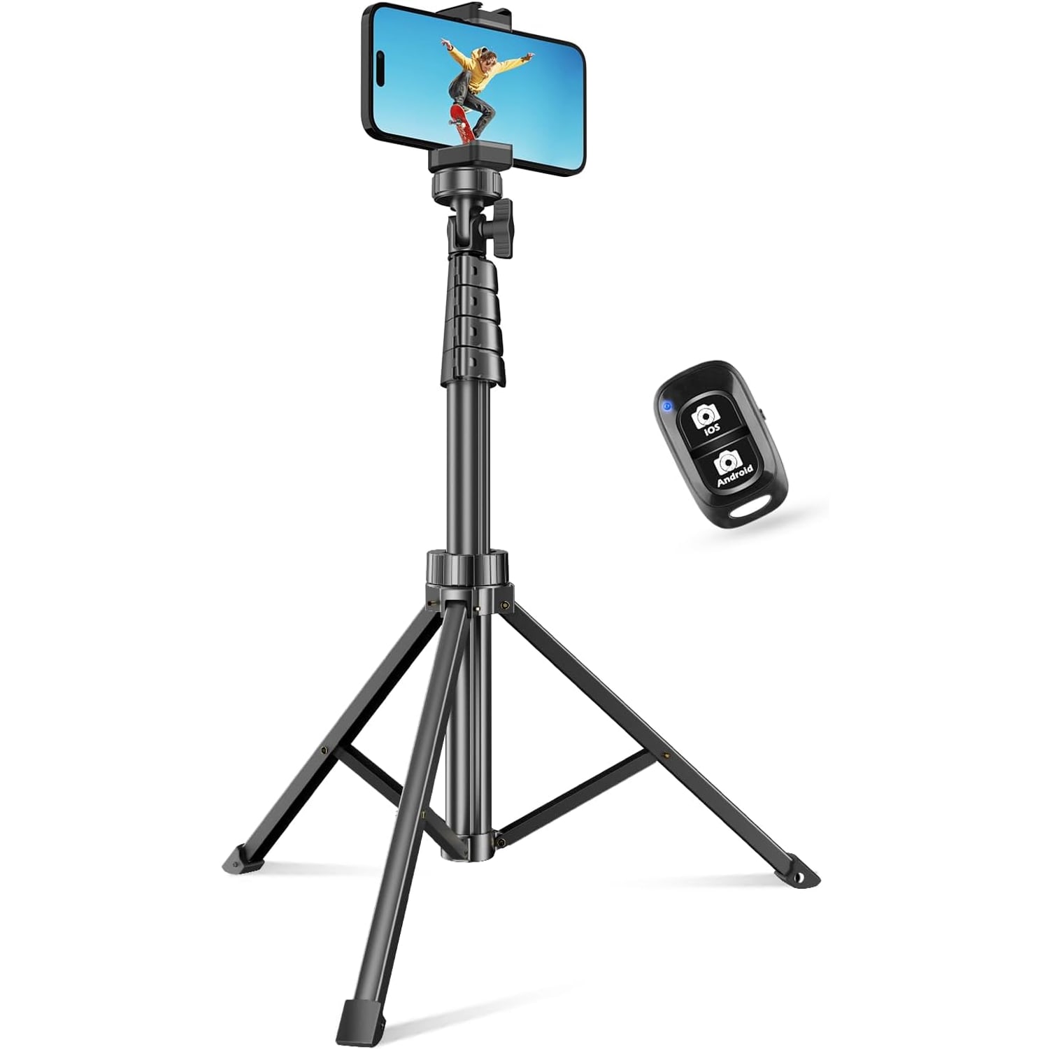 157cm Phone Tripod and Selfie Stick with Bluetooth Remote