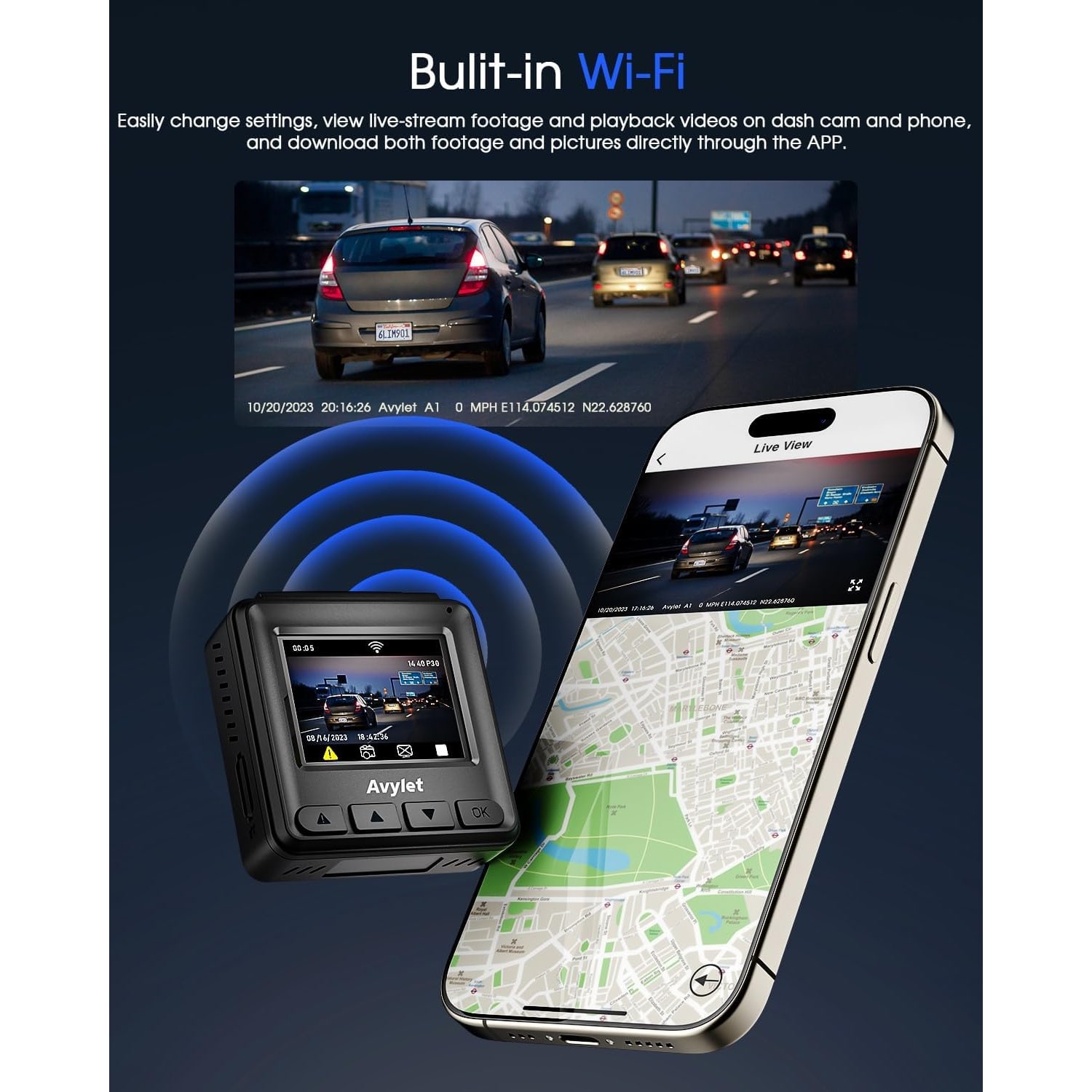 Avylet A1 2K Mini Dash Cam with WiFi: image 3