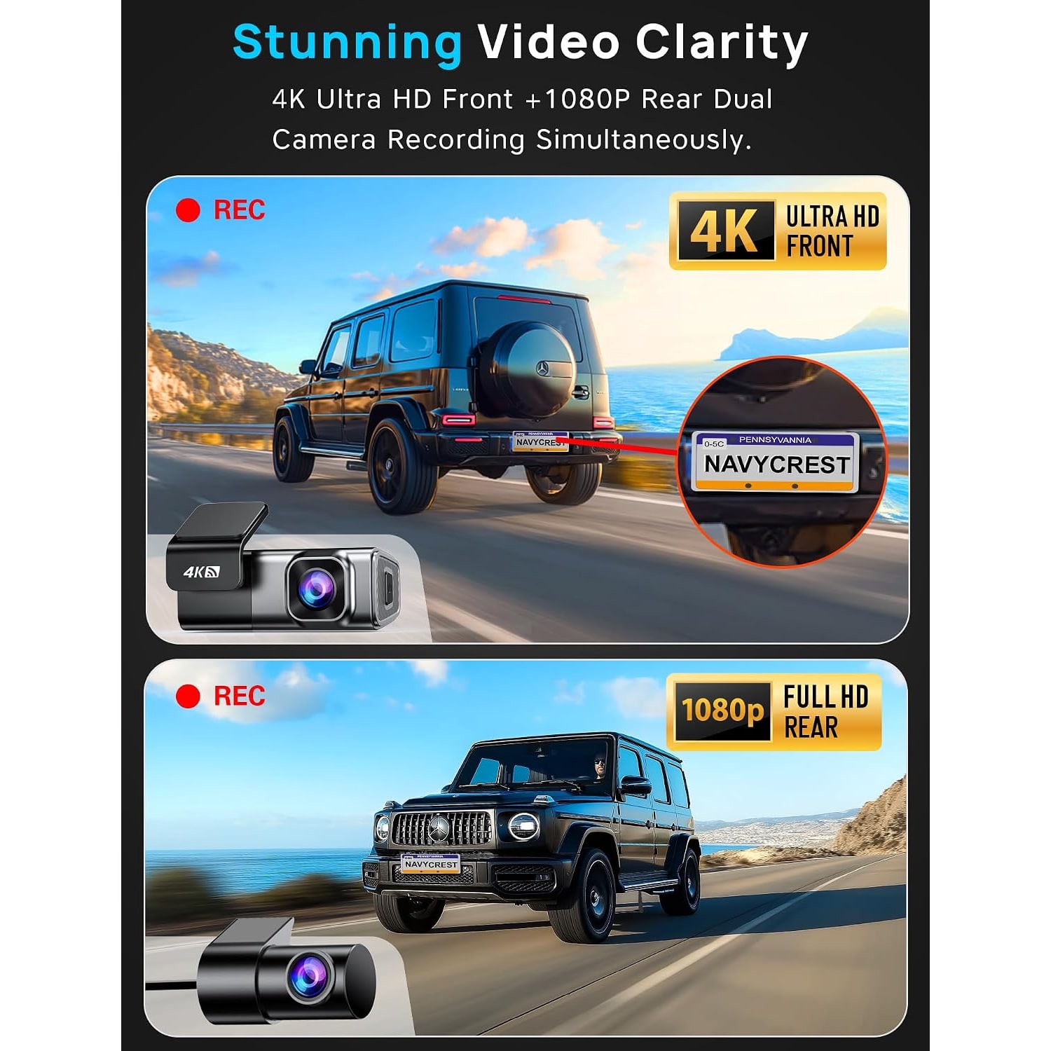 4K Front and Rear Dash Cam with 5GHz WiFi: image 2