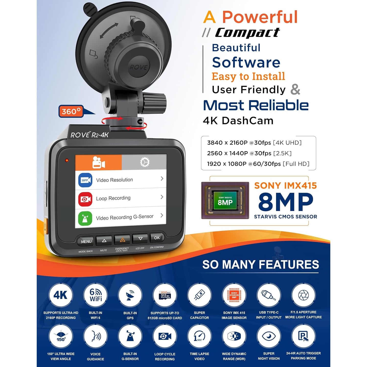 4K WiFi Dash Cam with GPS