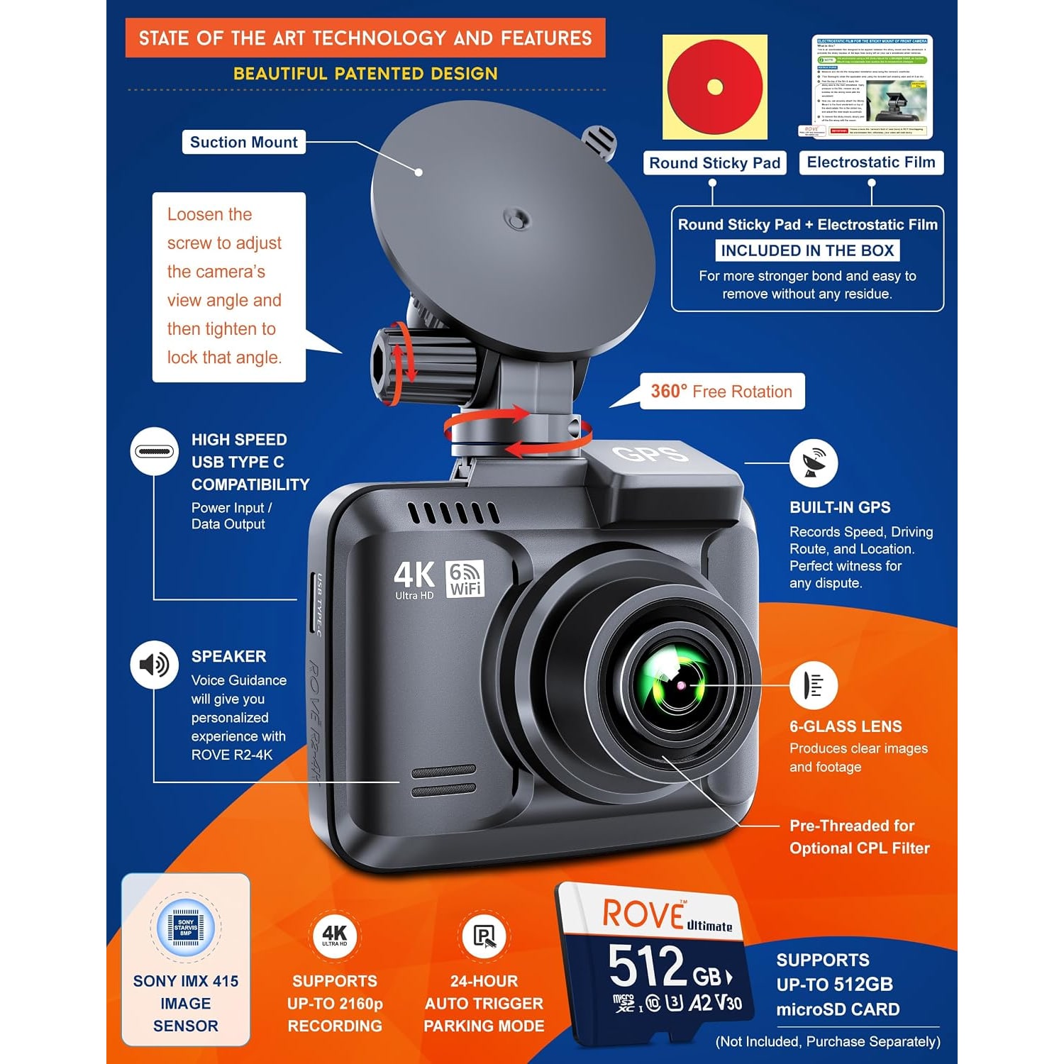 4K WiFi Dash Cam with GPS