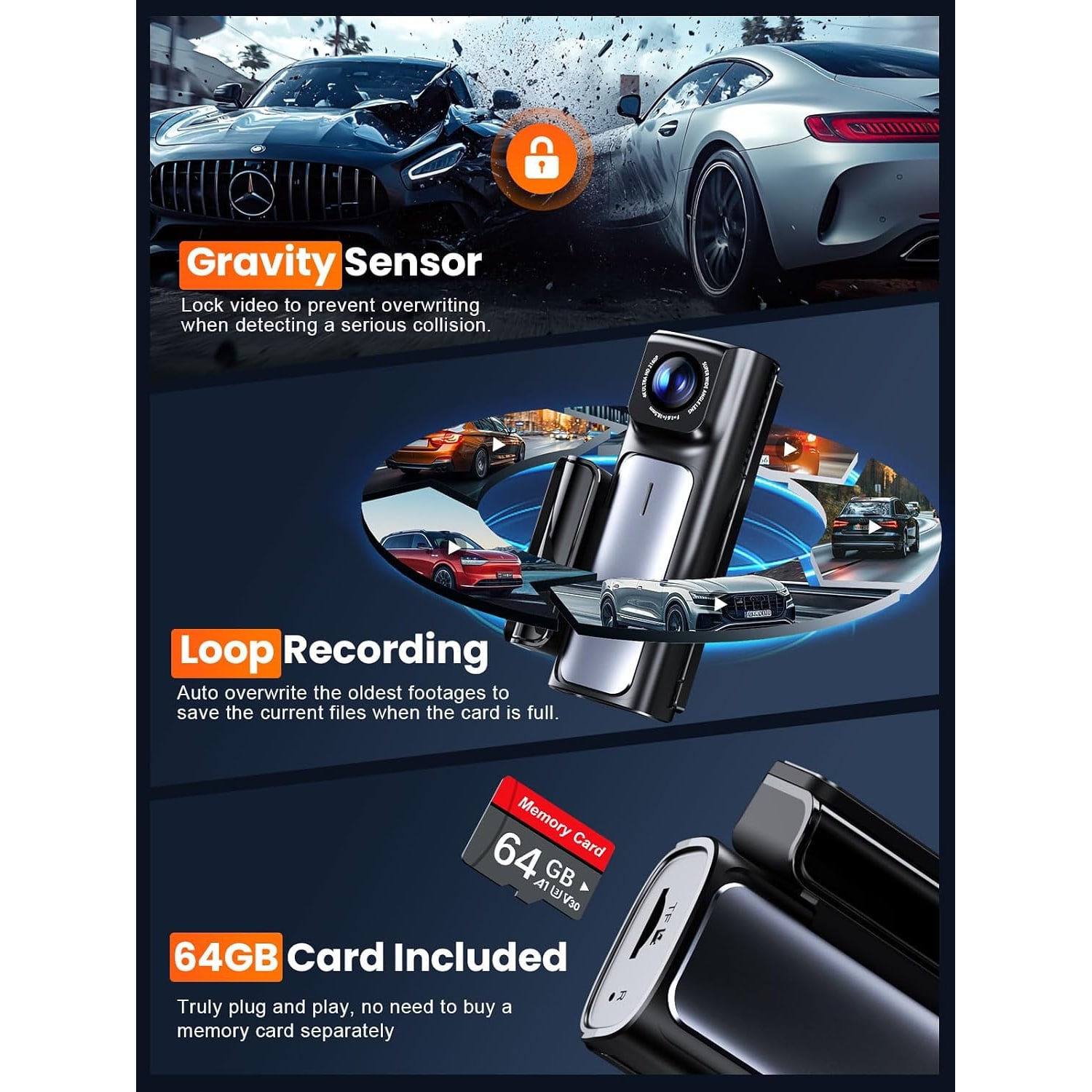 4K Dual Dash Cam with GPS, 5GHz WiFi and 64GB Card: image 6