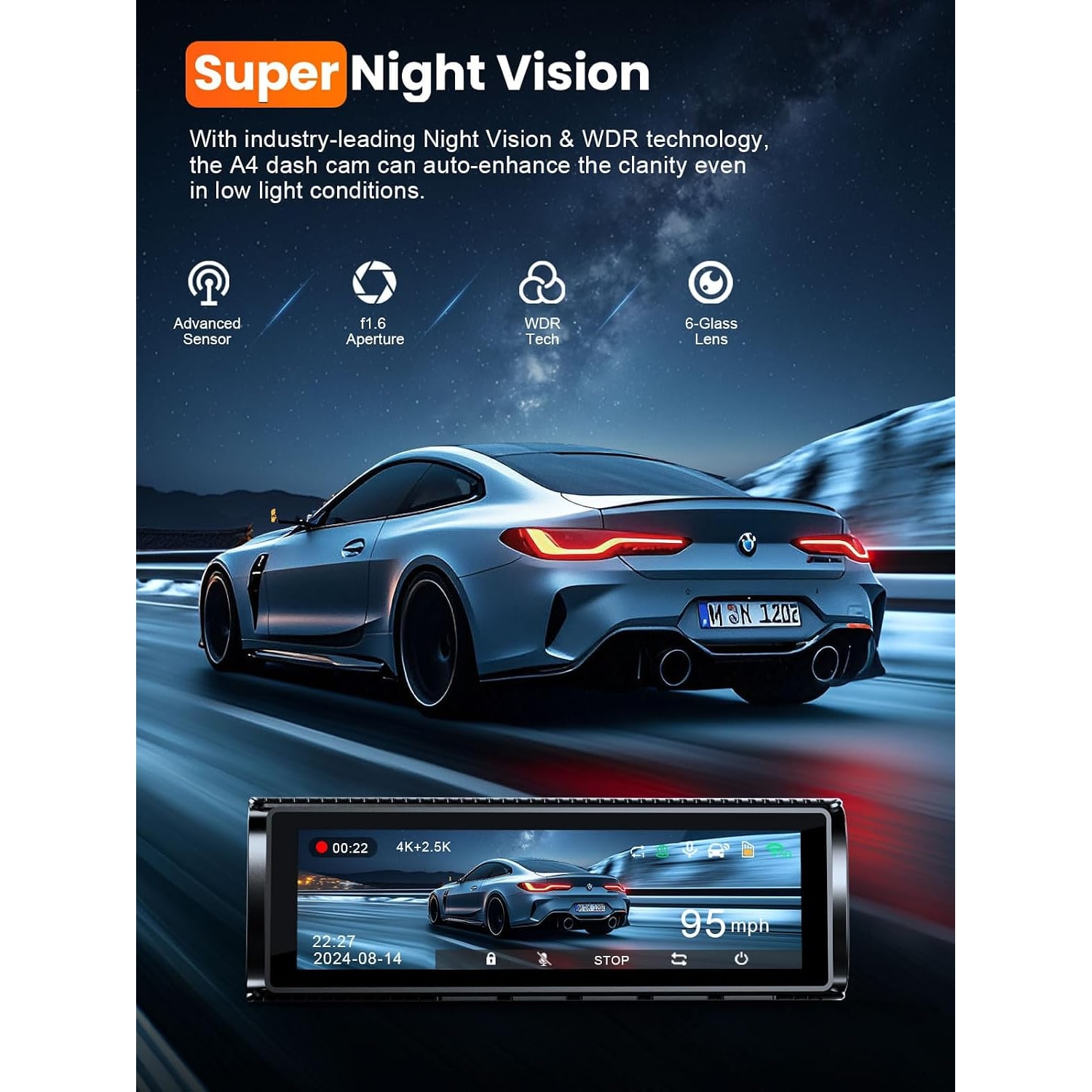 4K Dual Dash Cam with GPS, 5GHz WiFi and 64GB Card: image 7