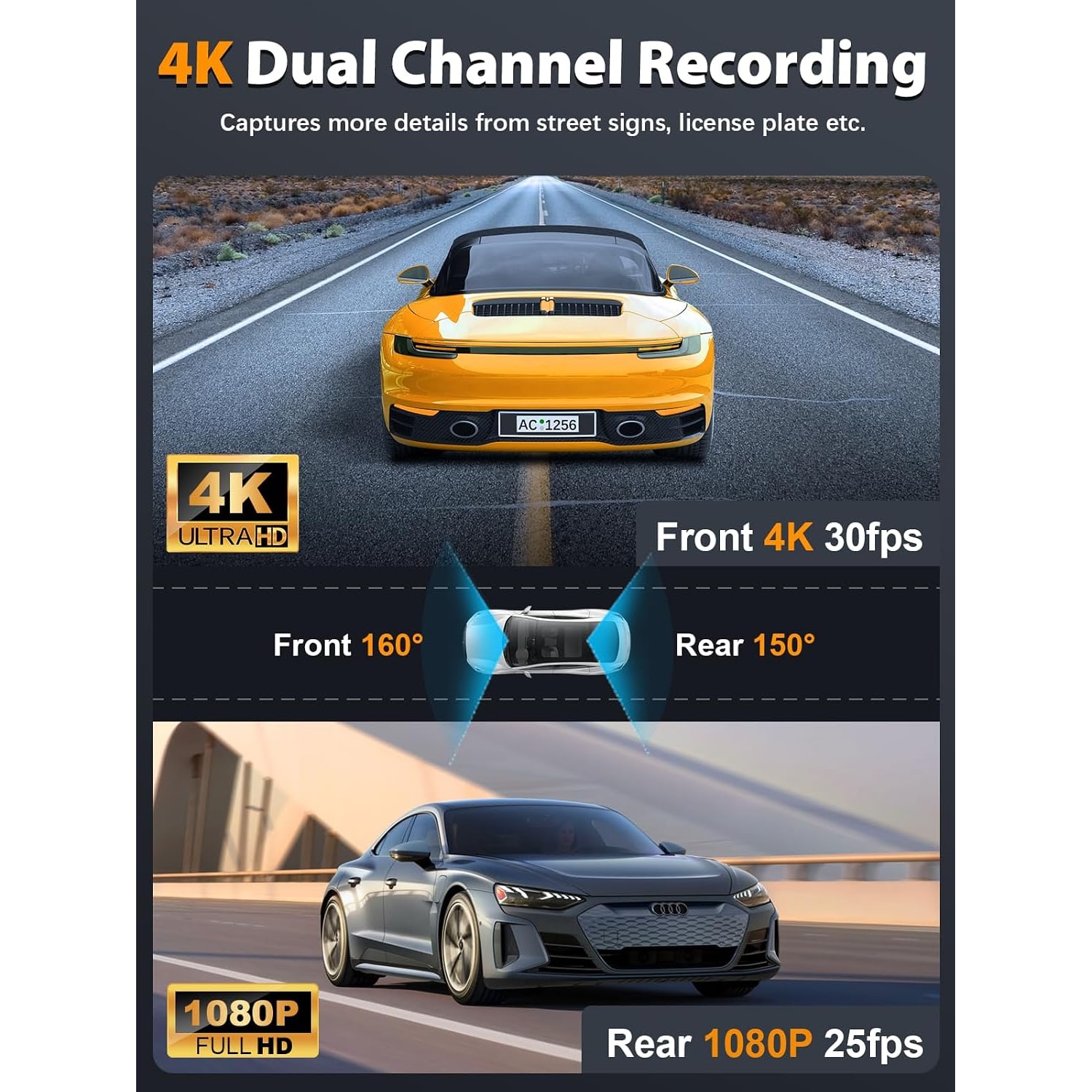 Front and Rear WiFi Dash Cam with 64GB Card: image 2