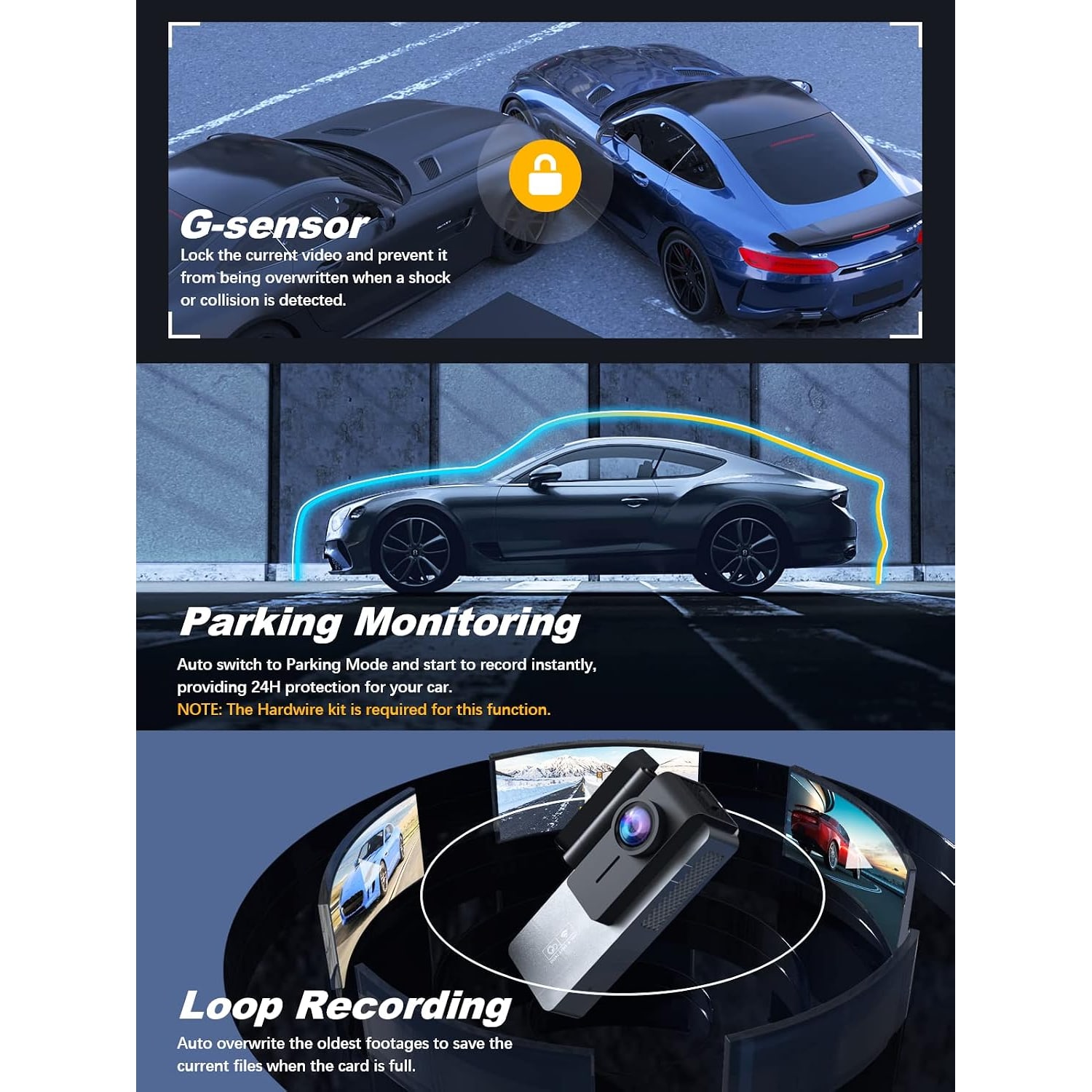 Front and Rear WiFi Dash Cam with 64GB Card: image 6
