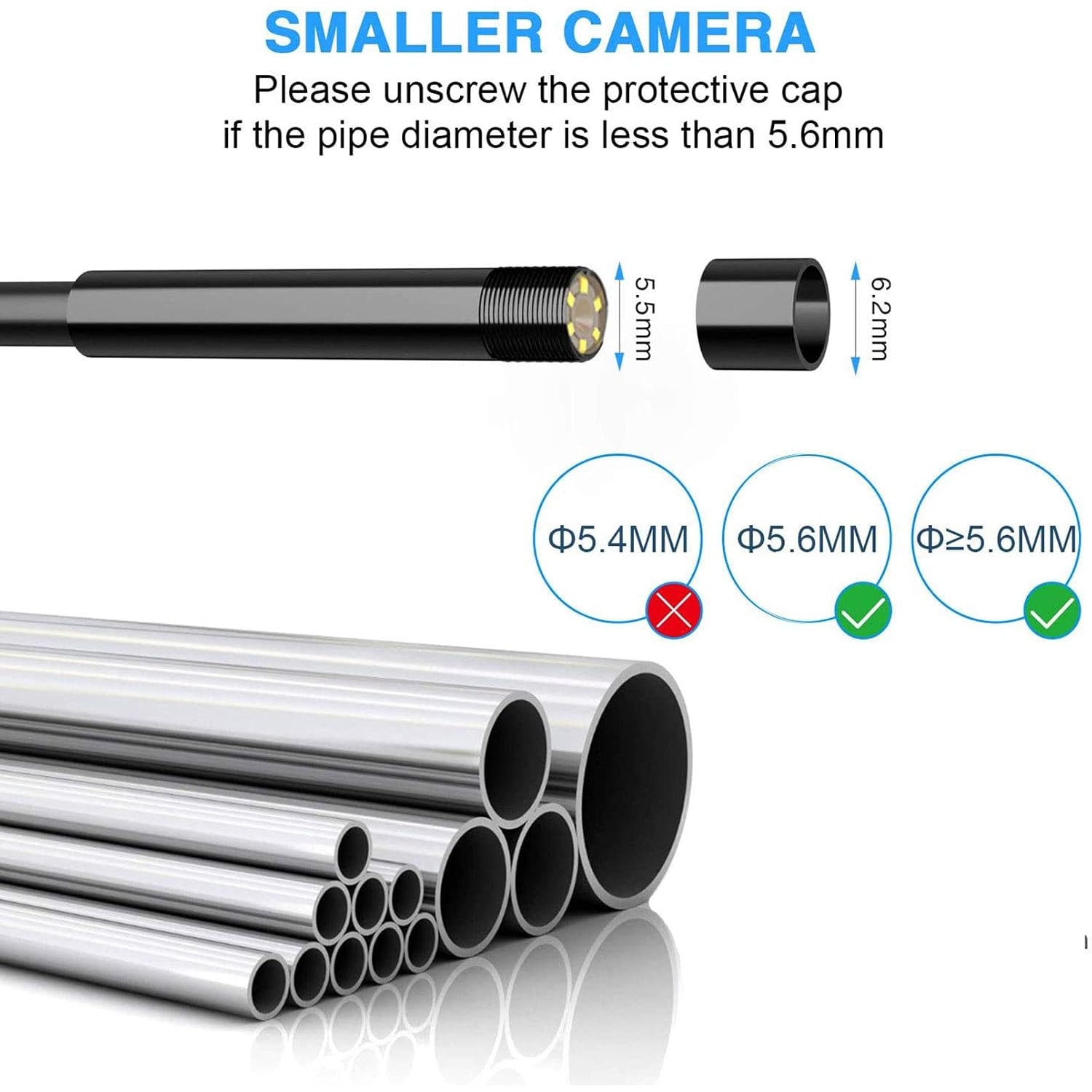 Wireless Endoscope 5.5mm with 1.5m Semi-Rigid Cable and 6 LED Lights: image 2