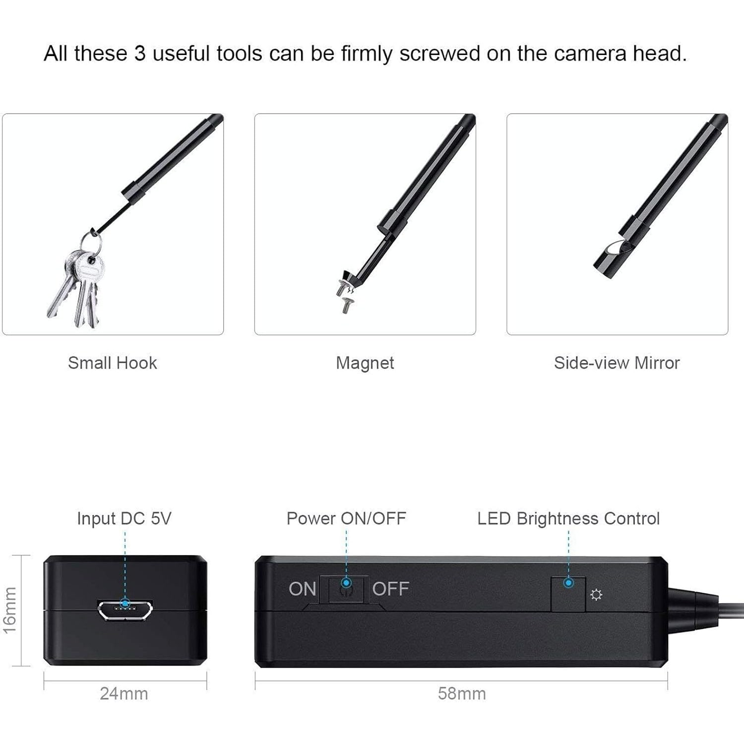 Wireless Endoscope 5.5mm with 1.5m Semi-Rigid Cable and 6 LED Lights: image 5
