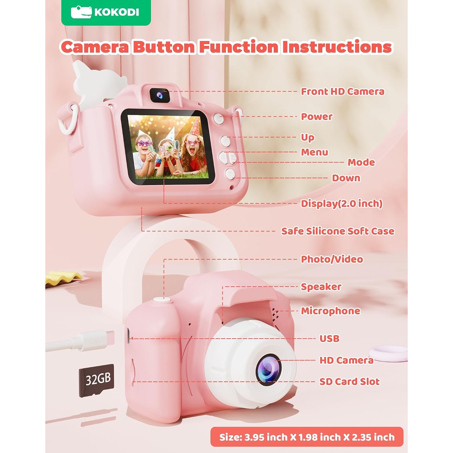Kids Digital Camera with 1080p Video, Selfie Lens and Unicorn Case: image 9