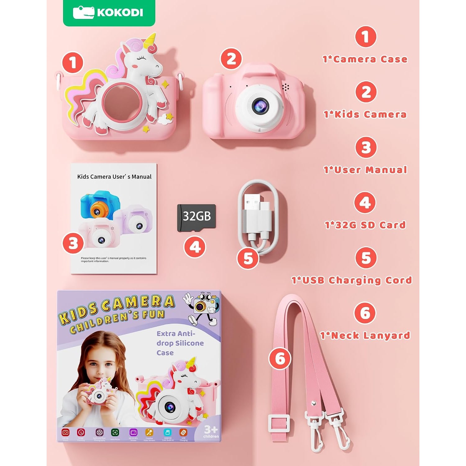 Kids Digital Camera with 1080p Video, Selfie Lens and Unicorn Case: image 10