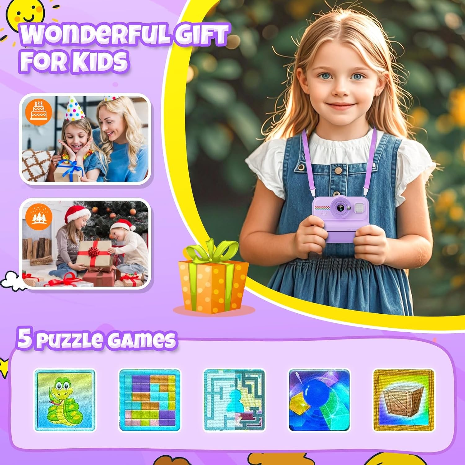Kids Instant Print Camera with 32GB Card and Print Paper