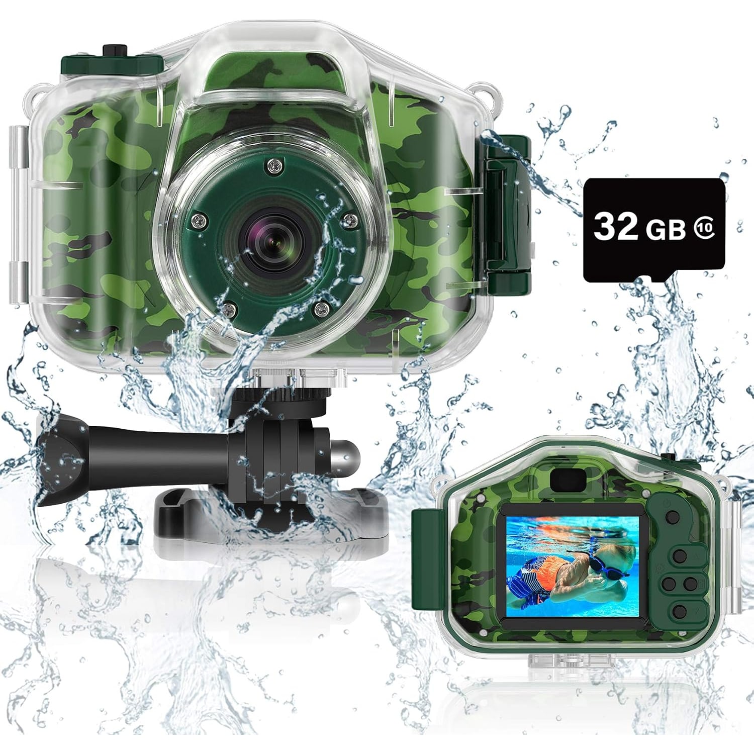 Kids Underwater Camera with Waterproof Case and 32GB Card