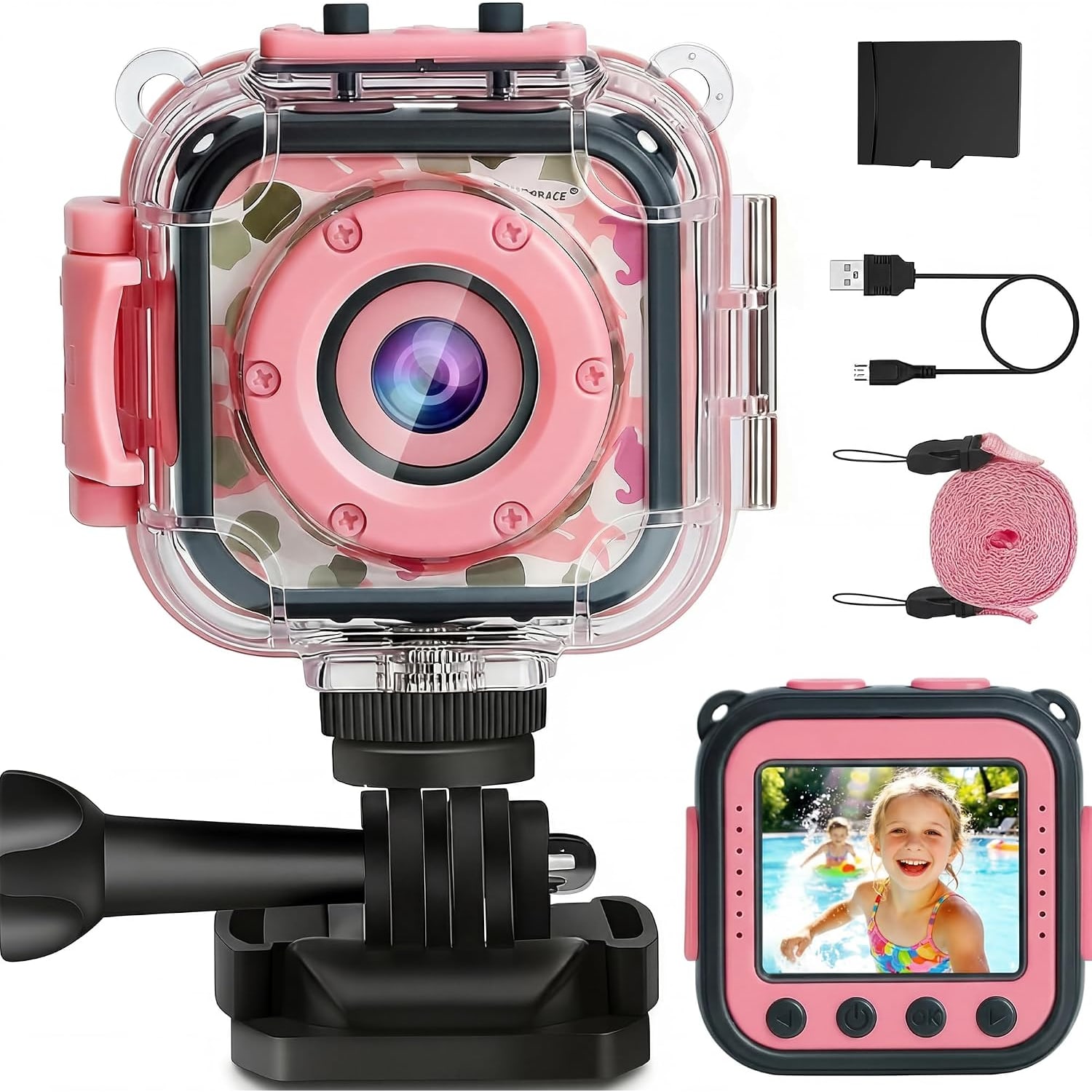 Kids Waterproof Action Camera with Dive Case and 1080p Video