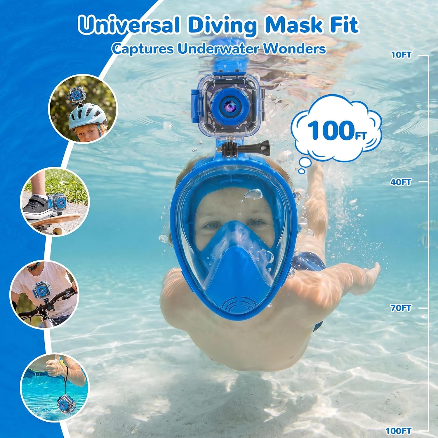 Kids Waterproof Action Camera with Dive Case and 1080p Video