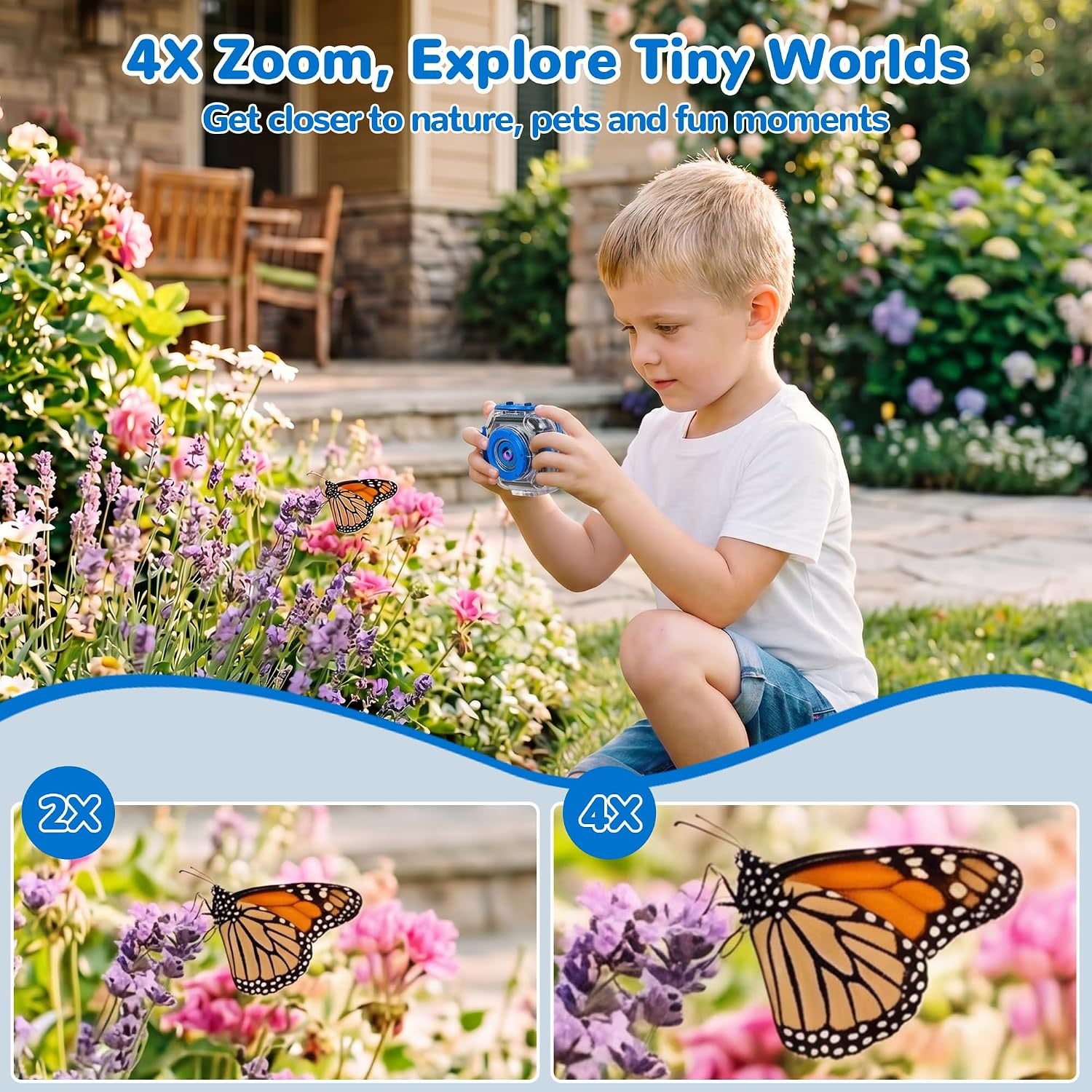 Kids Waterproof Action Camera with Dive Case and 1080p Video