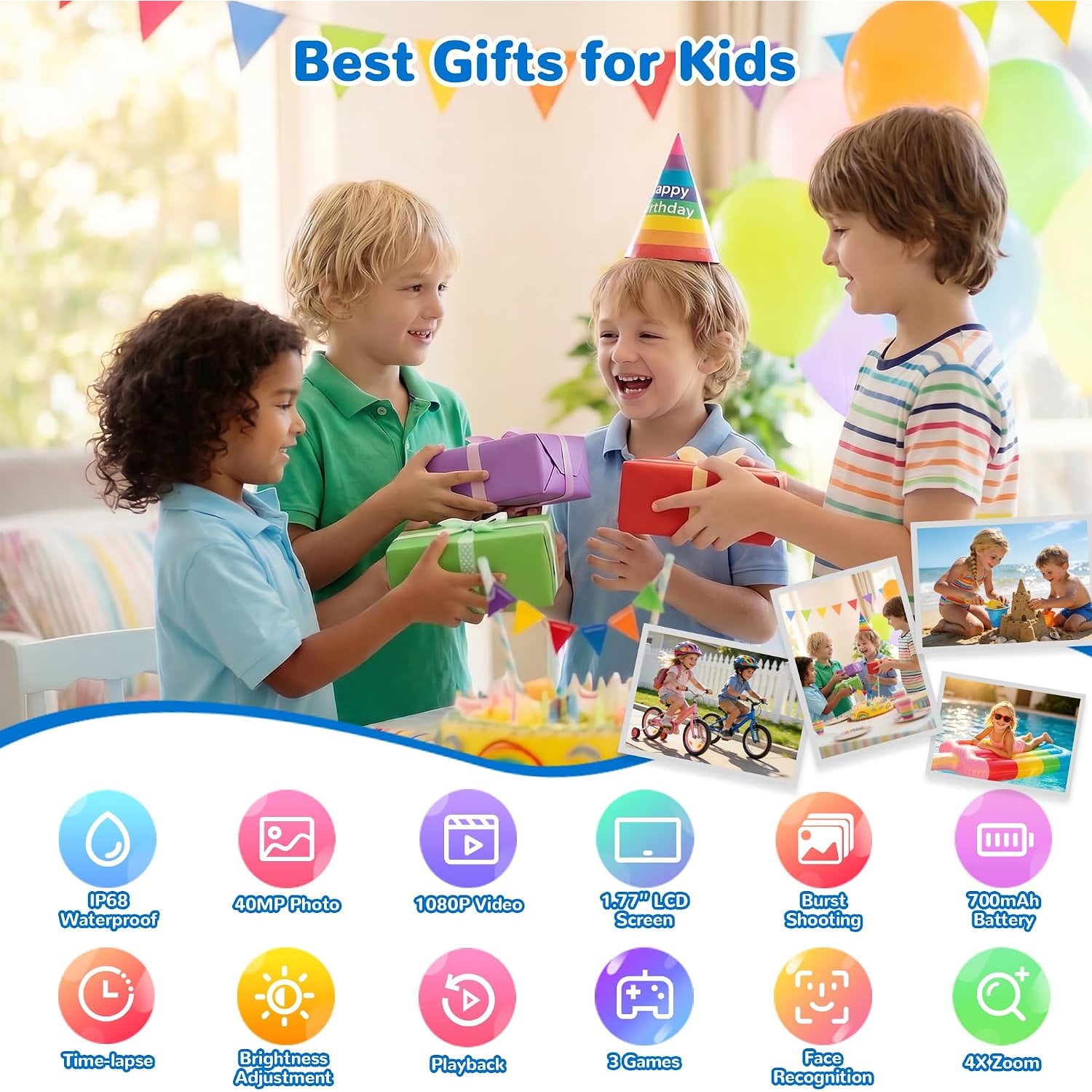 Kids Waterproof Action Camera with Dive Case and 1080p Video: image 7