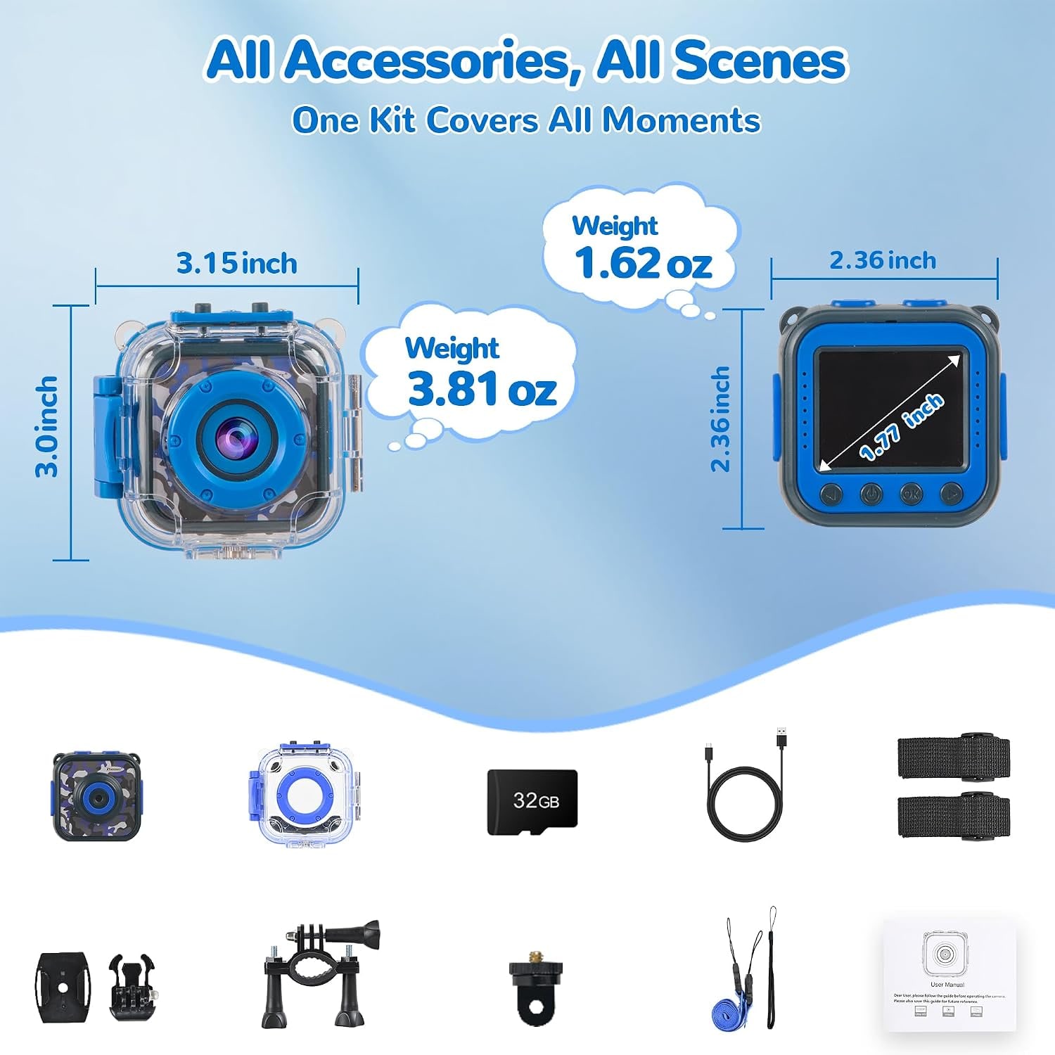 Kids Waterproof Action Camera with Dive Case and 1080p Video: image 8
