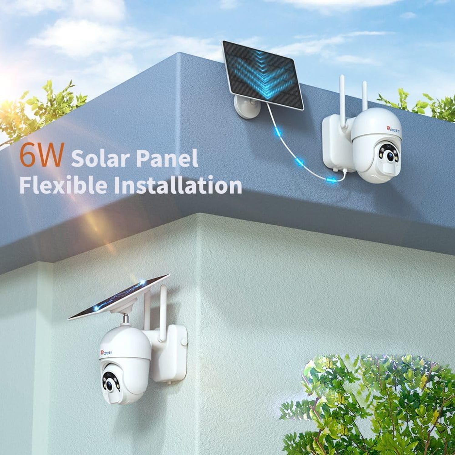 3MP Solar Security Camera with Pan and Tilt, Spotlight and Two-Way Audio: image 6