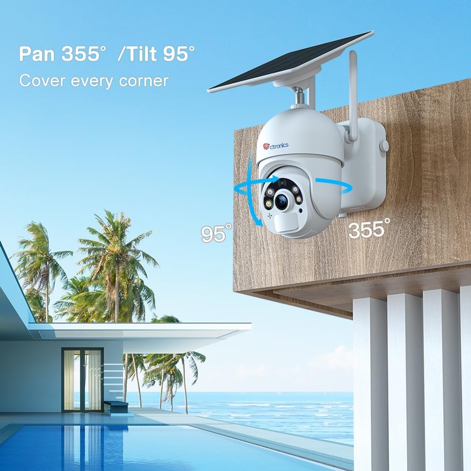 3MP Solar Security Camera with Pan and Tilt, Spotlight and Two-Way Audio: image 7