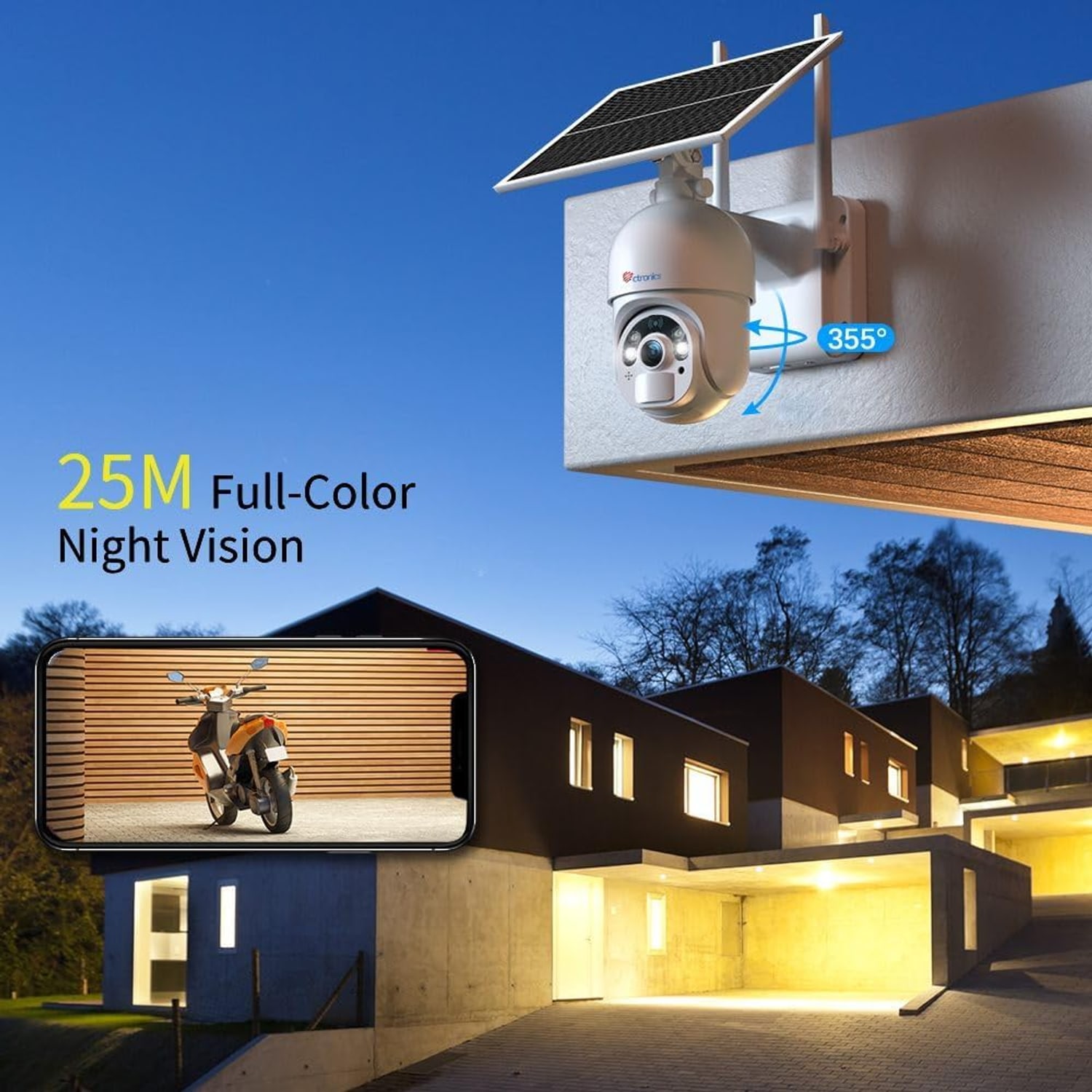 3MP Solar Security Camera with Pan and Tilt, Spotlight and Two-Way Audio: image 8