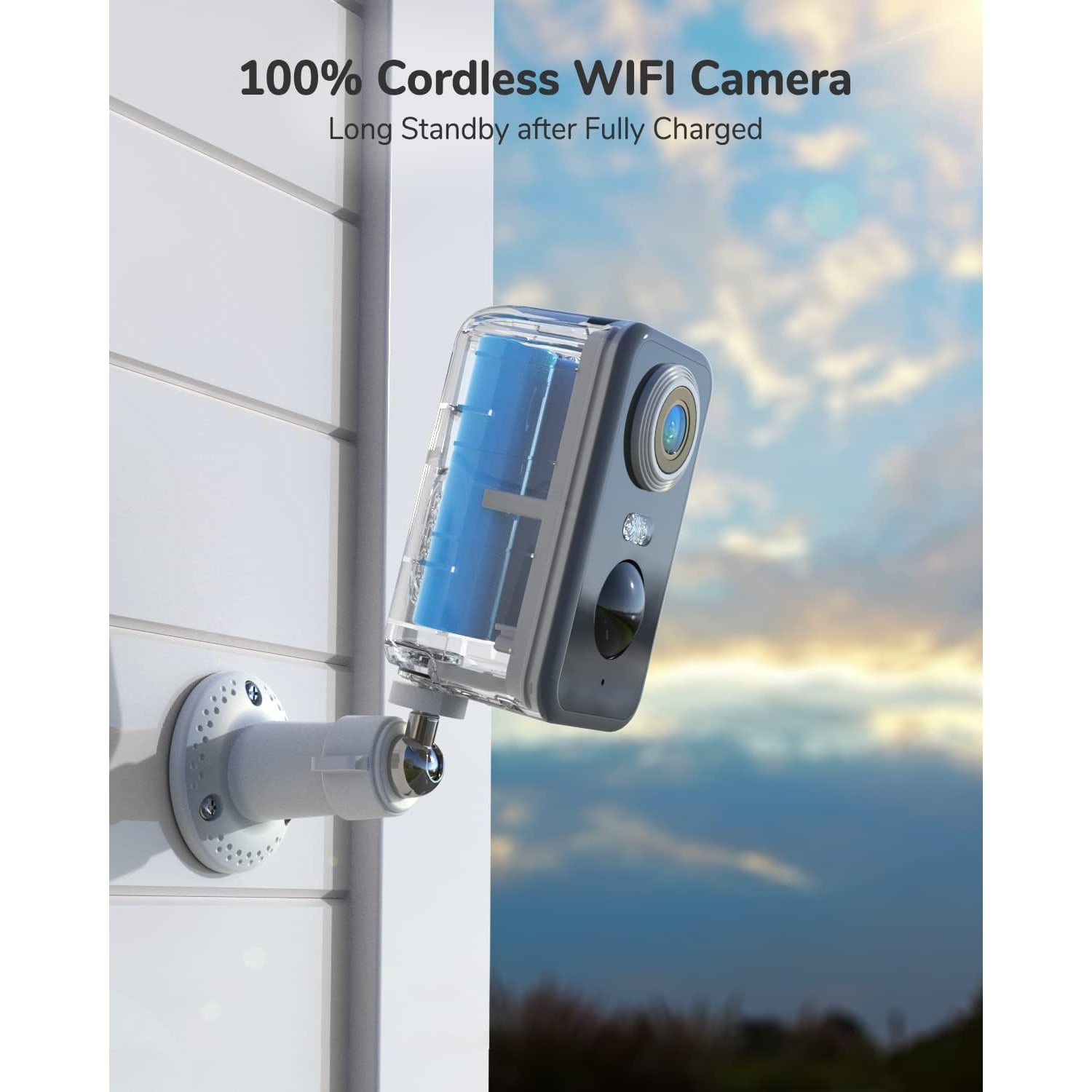 2K Battery Security Camera with Floodlight and Siren