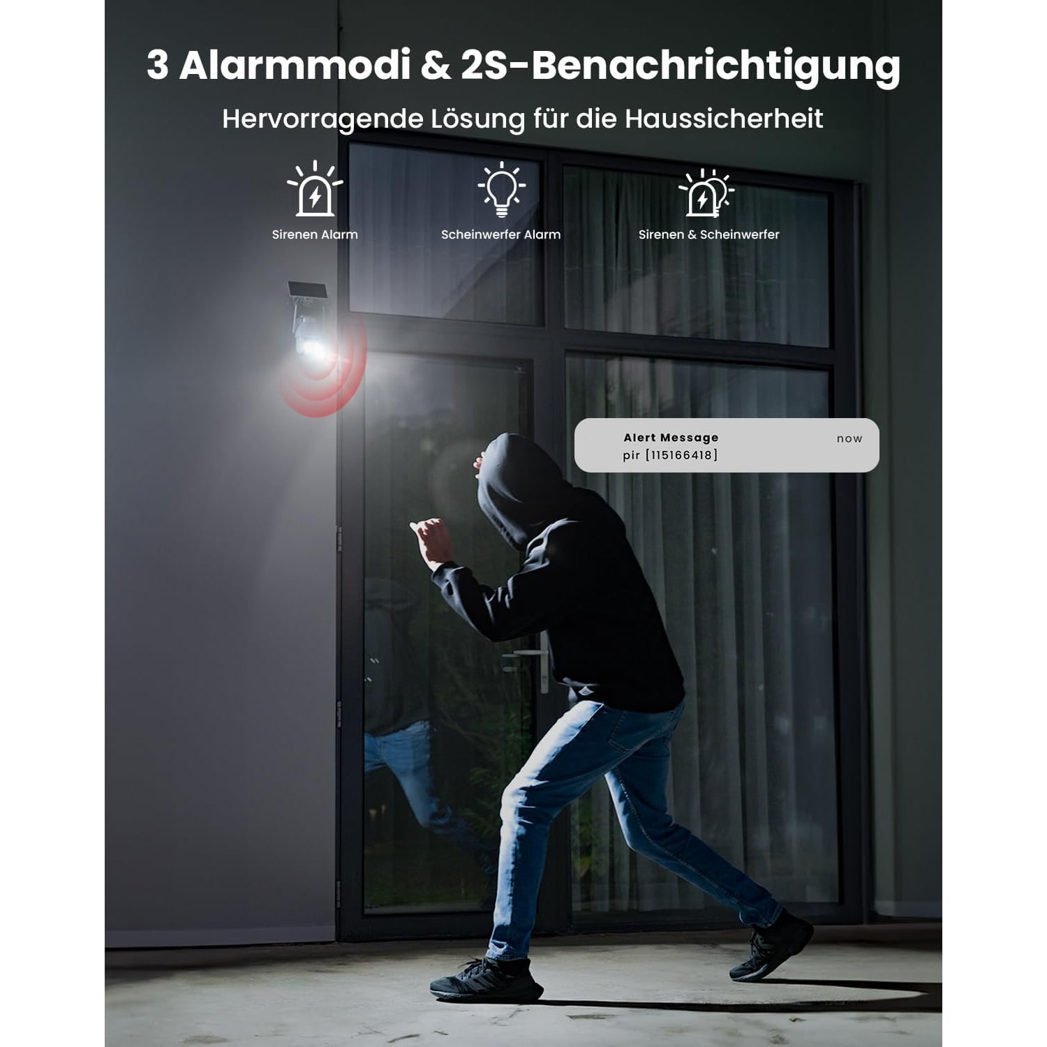 2K Outdoor Camera with Solar Panel, Pan and Tilt