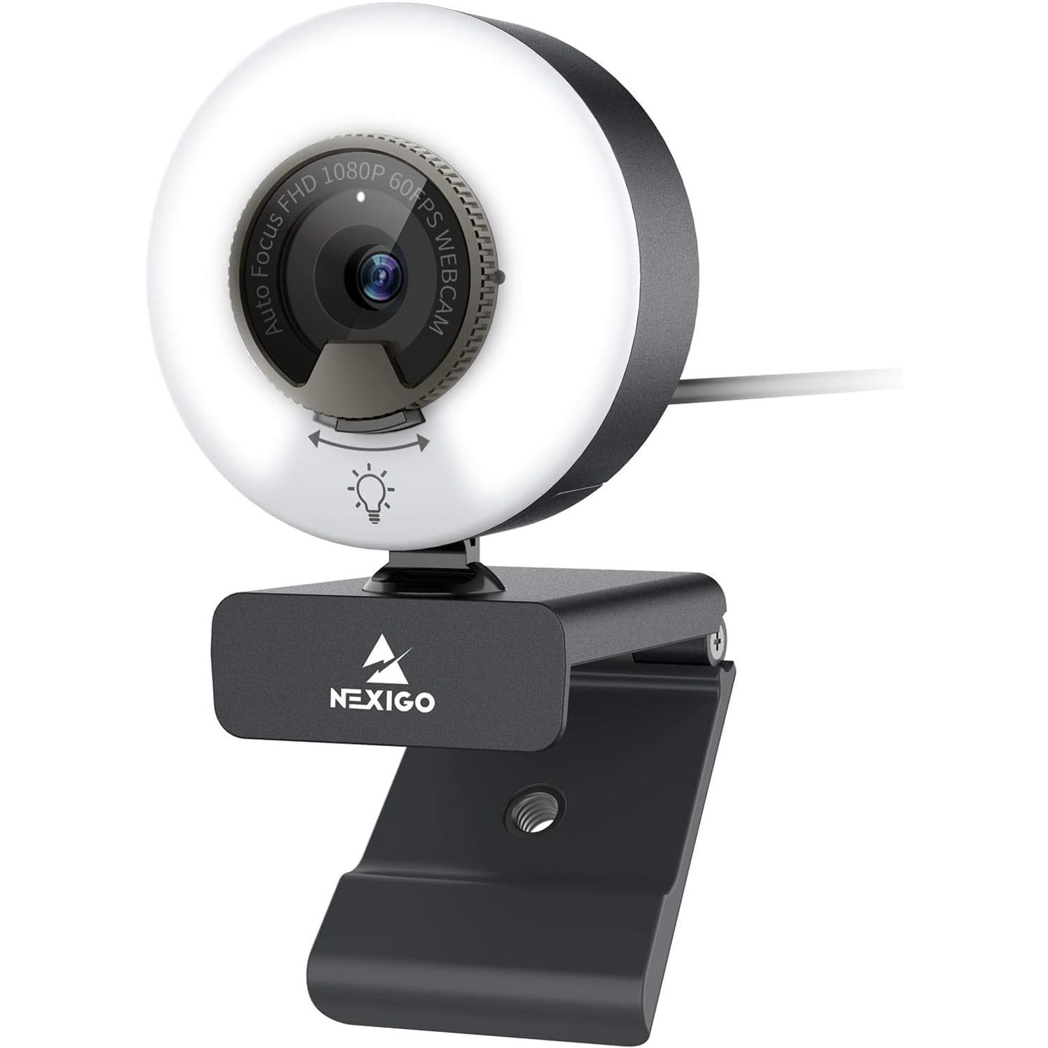 1080p 60fps Webcam with Ring Light, Autofocus and Privacy Cover