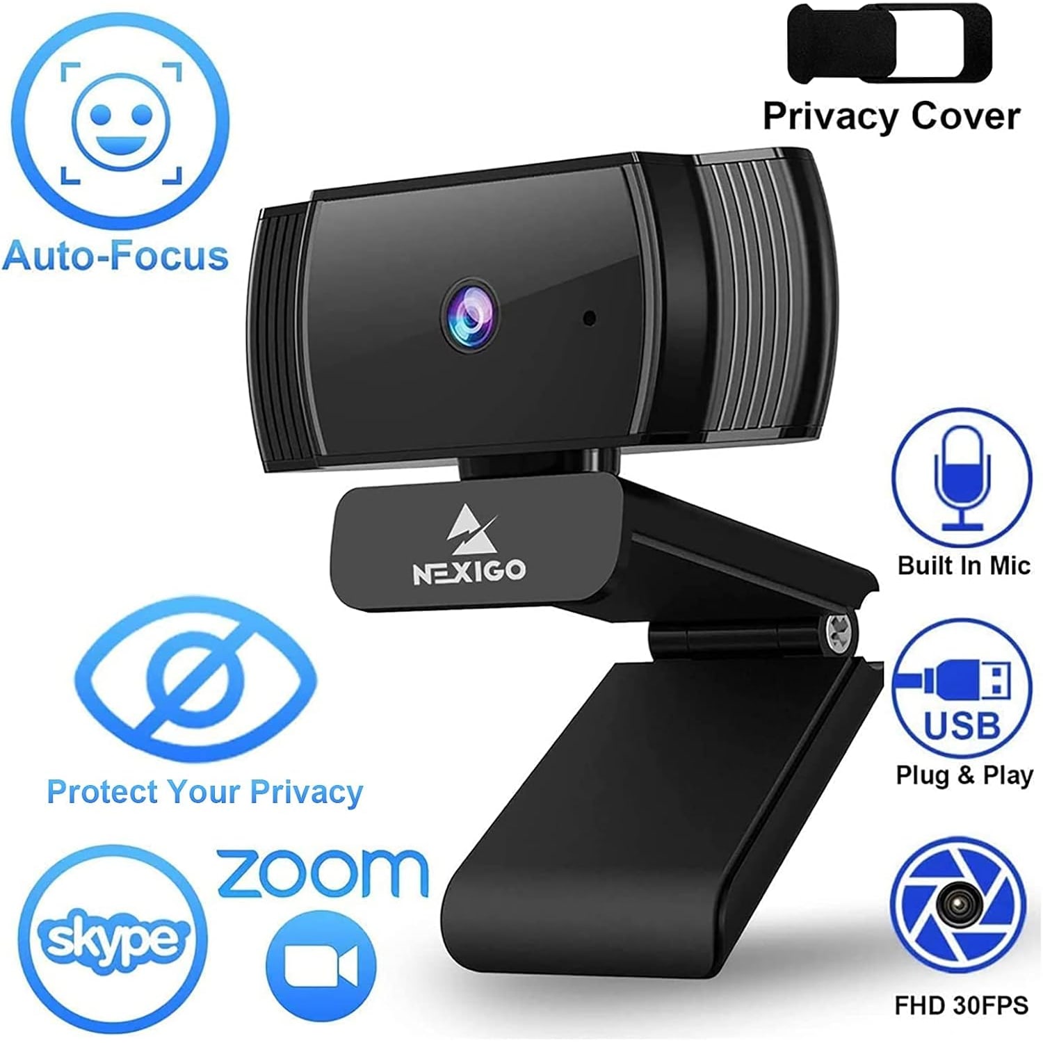 1080p Autofocus Webcam with Stereo Microphone and Privacy Cover: image 6